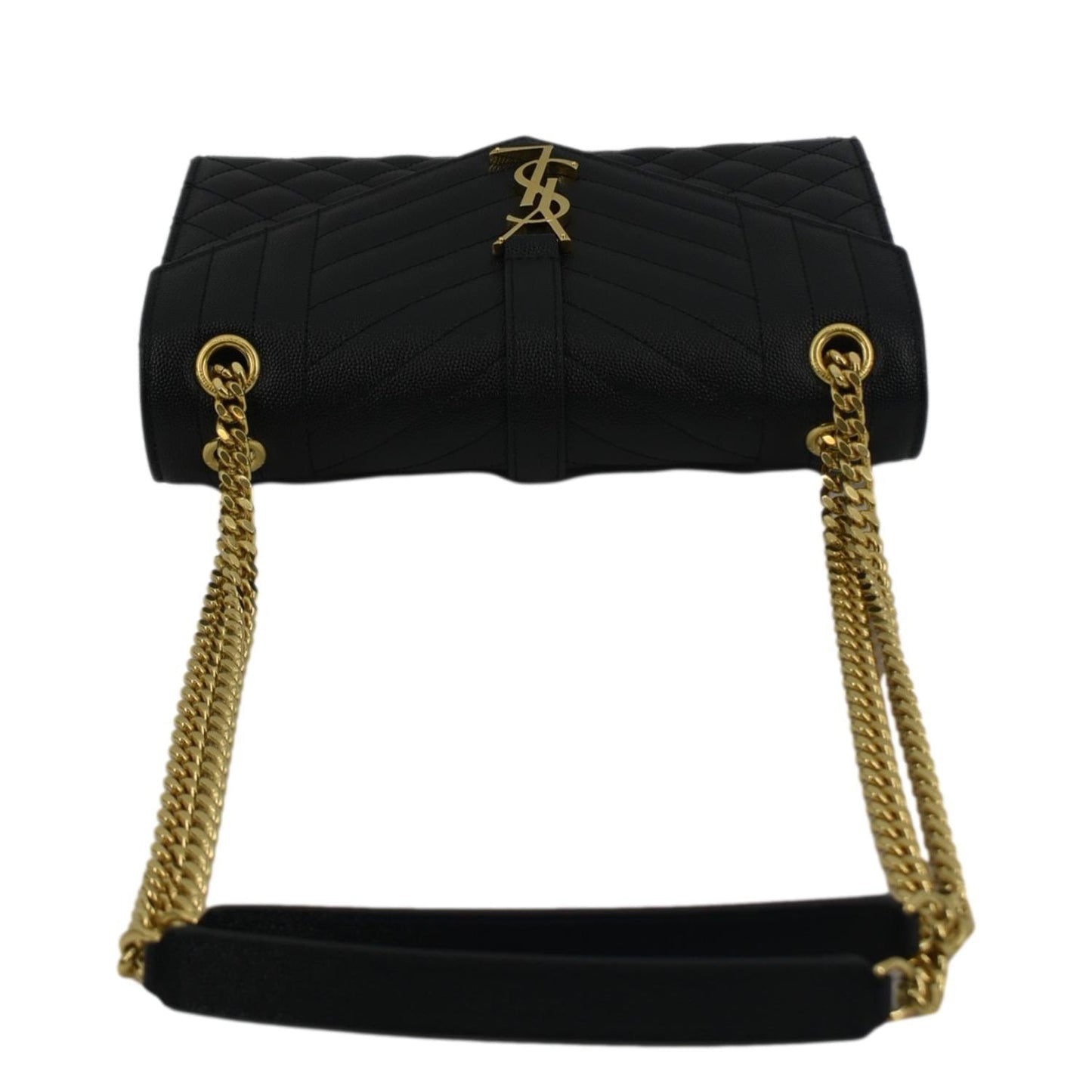 YVES SAINT LAURENT Small Envelope Matelassé Leather Shoulder Bag Black