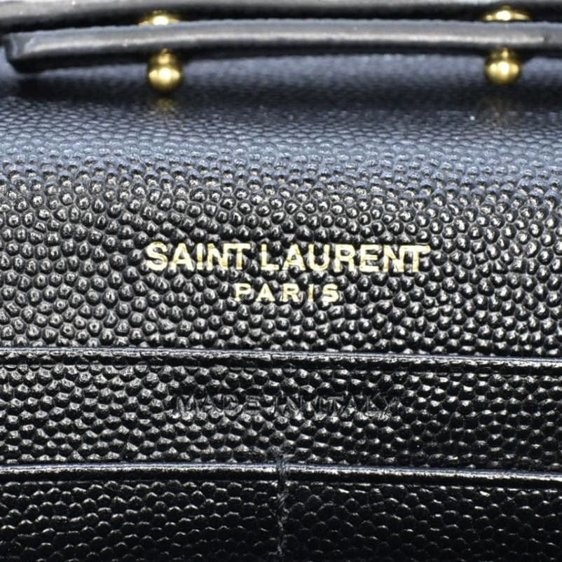 YVES SAINT LAURENT Cassandre Leather Wallet On Chain Crossbody Bag Black