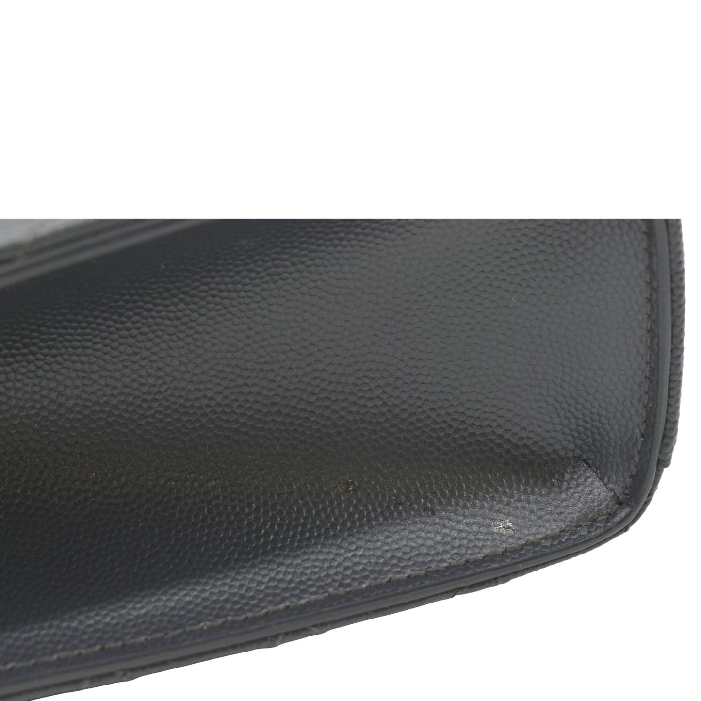 YVES SAINT LAURENT Large Envelope Chevron Leather Shoulder Bag Dark Grey