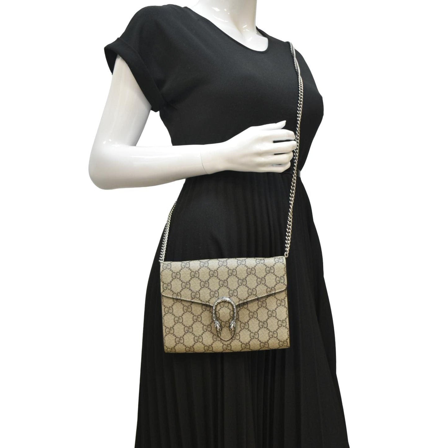 GUCCI Dionysus GG Supreme Crossbody Chain Wallet Beige 401231