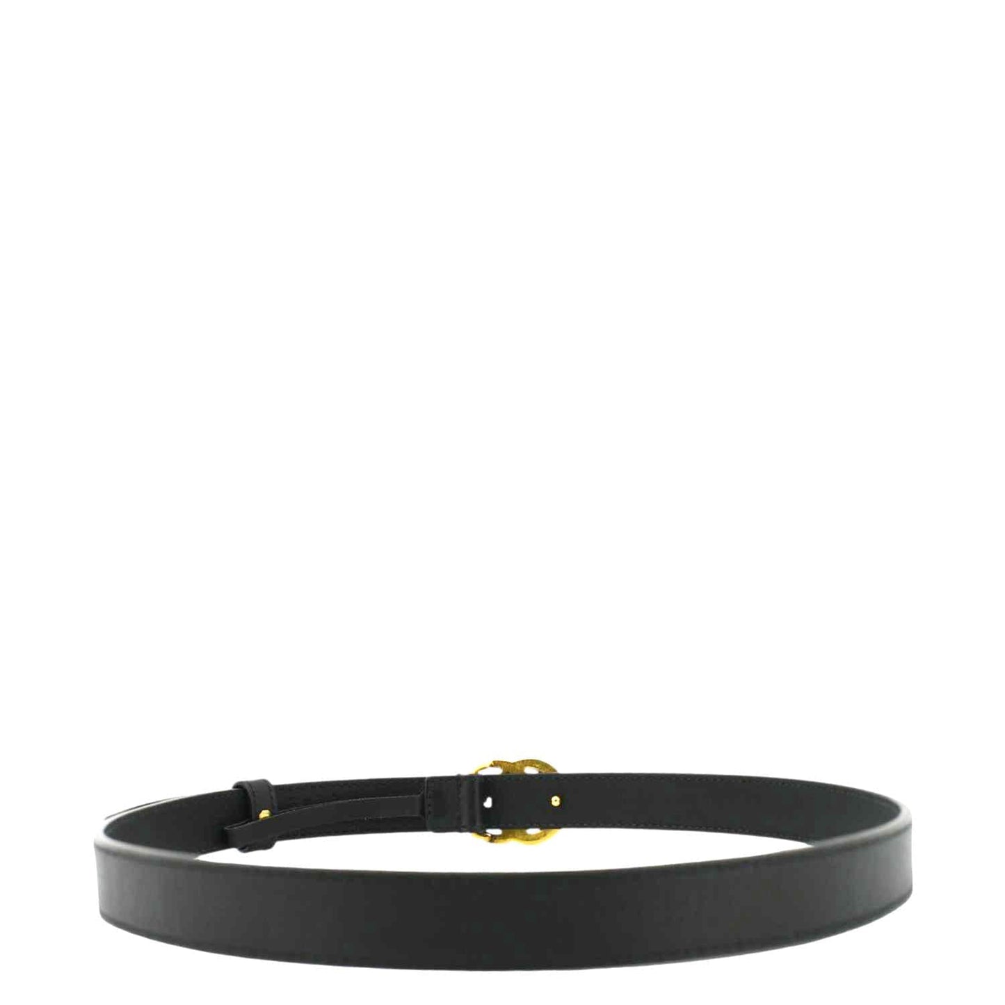 GUCCI Slim Double G Marmont Leather Buckle Belt Black Size 75/30