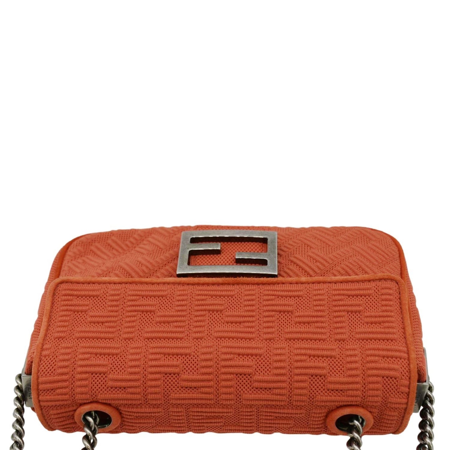 FENDI Baguette Technical Fabric FF Midi Chain Shoulder Bag Orange