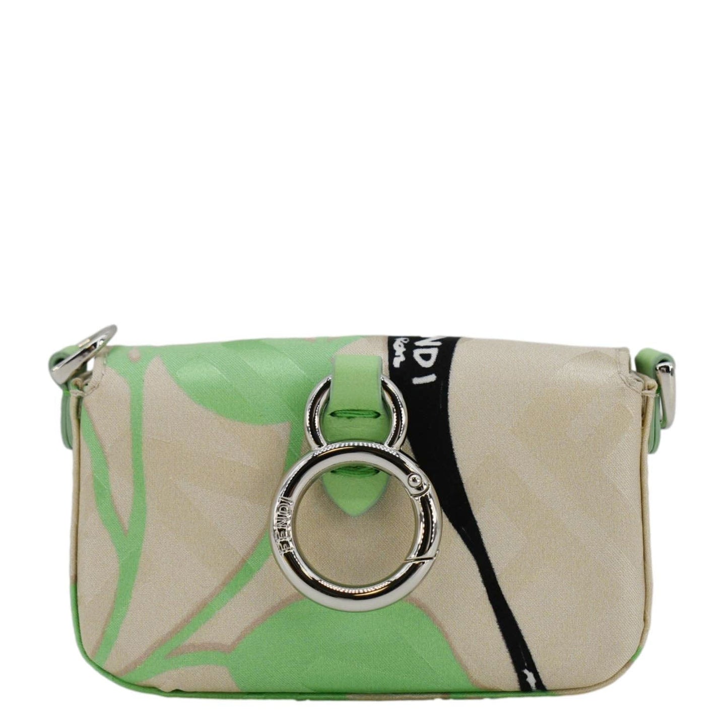 FENDI Nano Baguette Leather Handle Bag Green