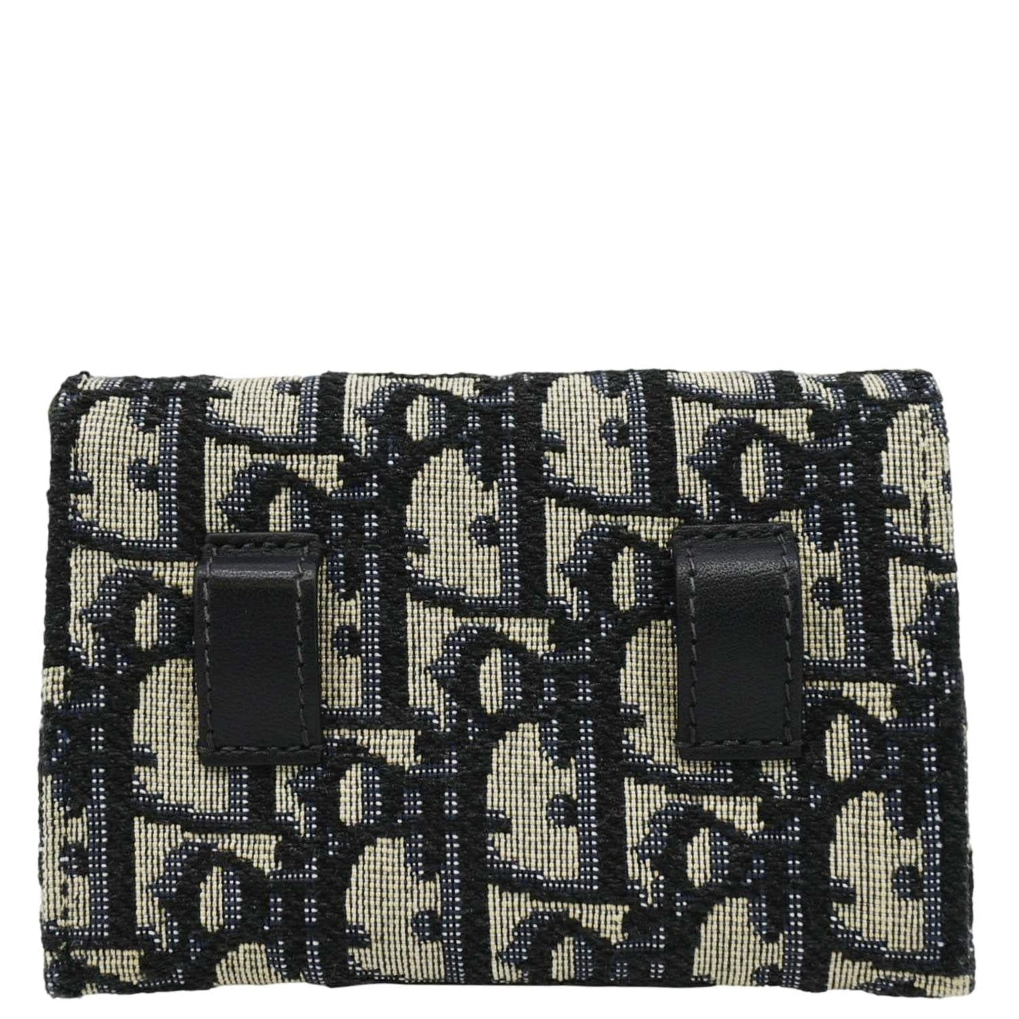 CHRISTIAN DIOR Nano Saddle Oblique Chain Wallet Navy Blue