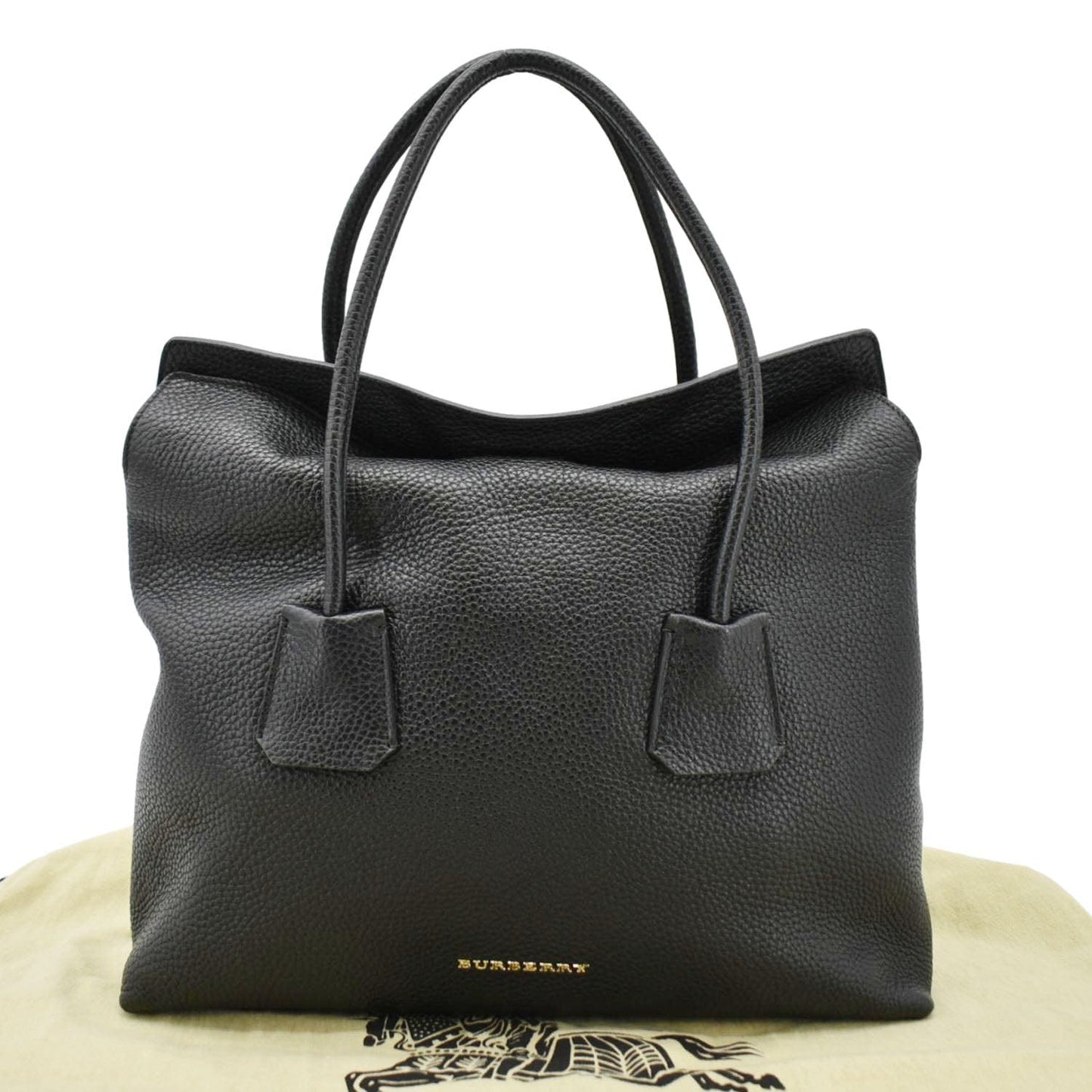 BURBERRY Baynard Medium Grainy Calfskin Leather Tote Bag Black