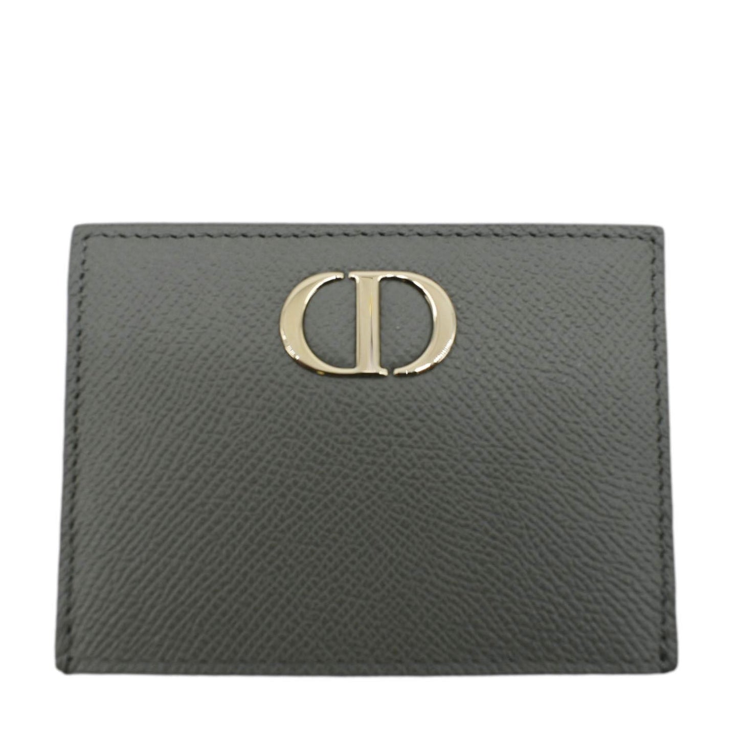 CHRISTIAN DIOR 30 Montaigne Grained Calfskin Leather Card Holder Dark Grey