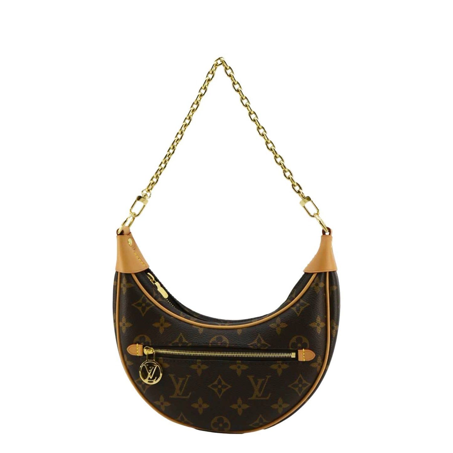 LOUIS VUITTON Loop Half Moon Monogram Canvas Shoulder Bag Brown