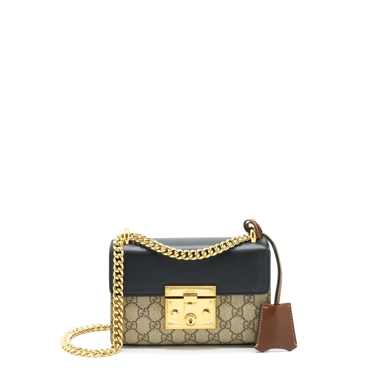 Gucci Small Padlock Shoulder Bag GG Supreme Canvas / Black