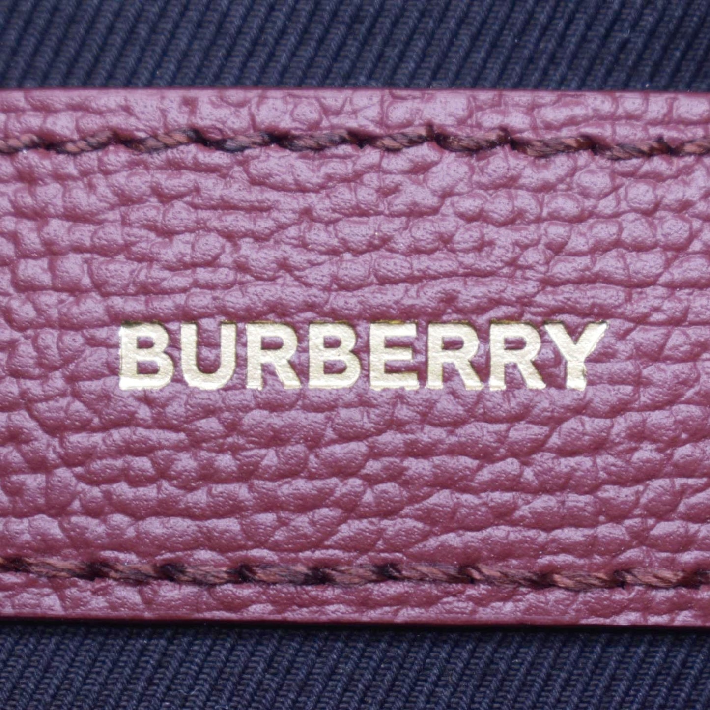 BURBERRY Banner Small House Check Leather Tote Shoulder Bag Maroon