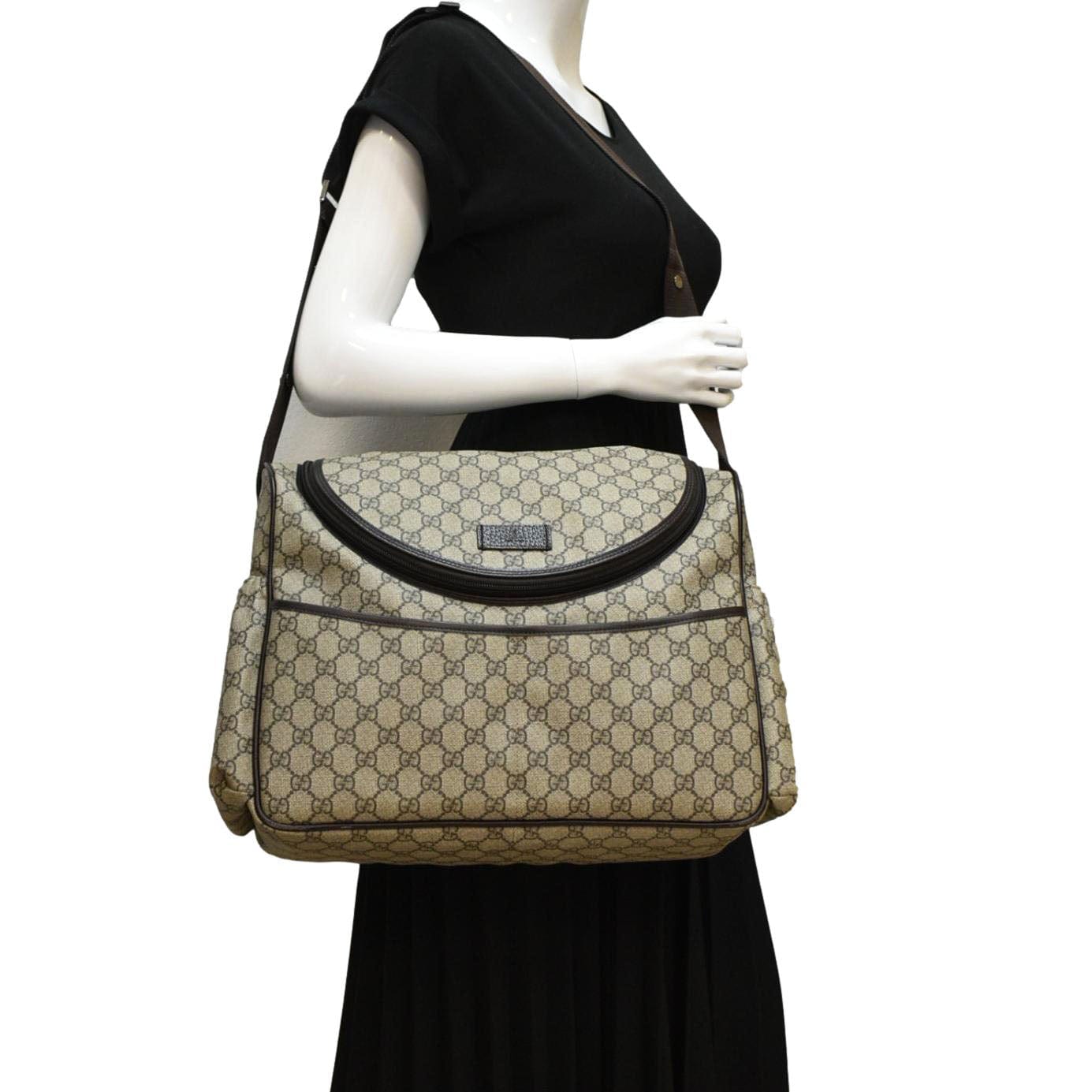 GUCCI Diaper GG Supreme Monogram Canvas Shoulder Bag Beige 123326