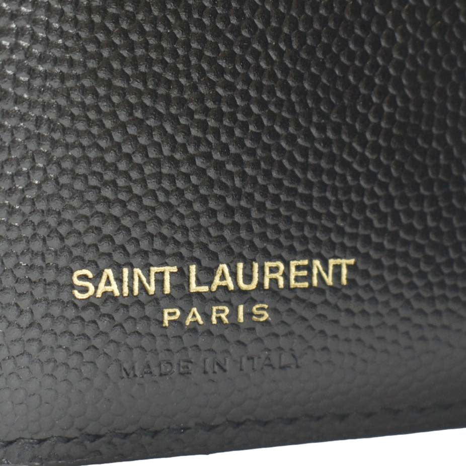 YVES SAINT LAURENT Monogram Compact Leather Zip Wallet Black