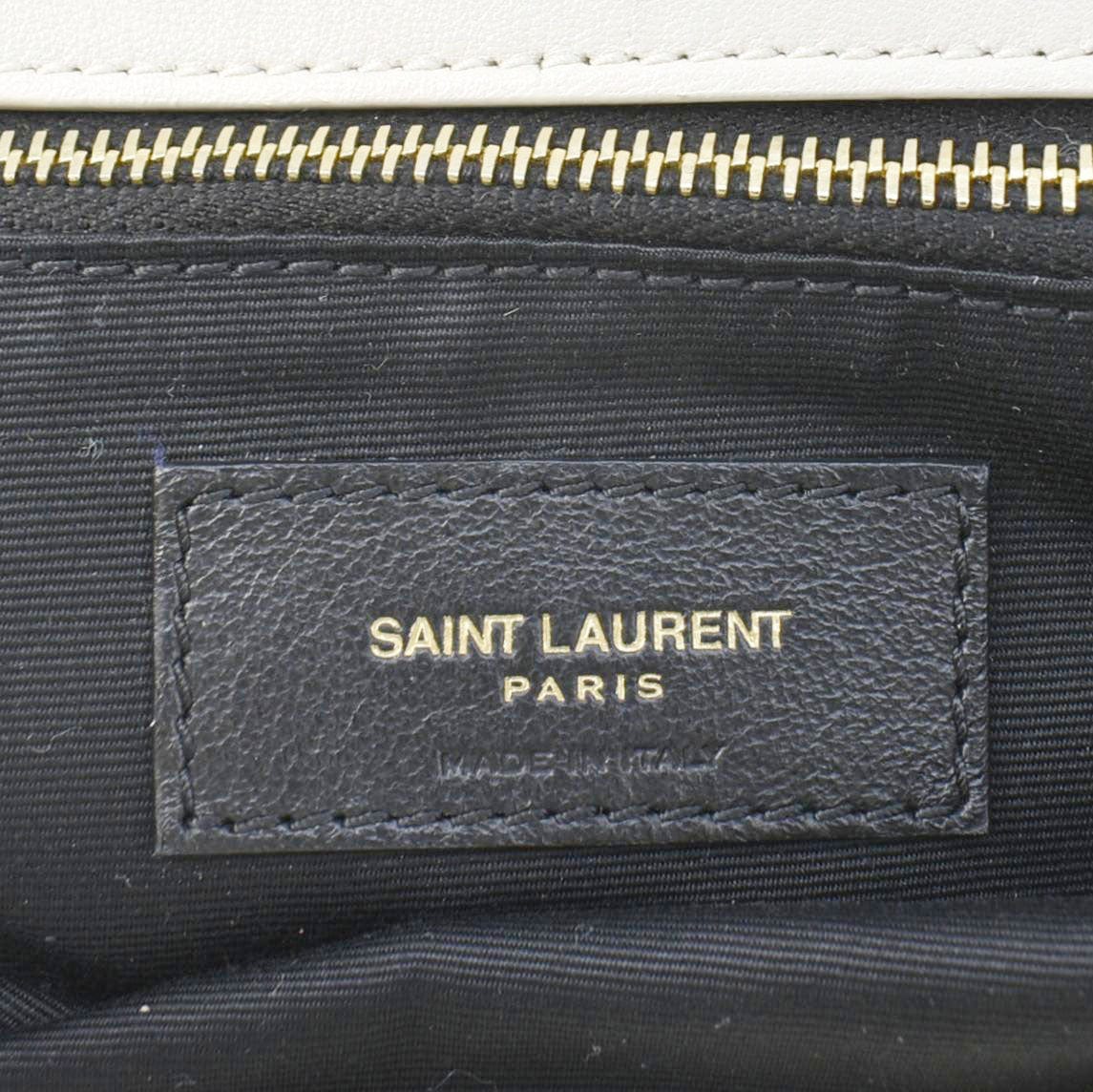 YVES SAINT LAURENT Calypso Organza Leather Crossbody Bag White
