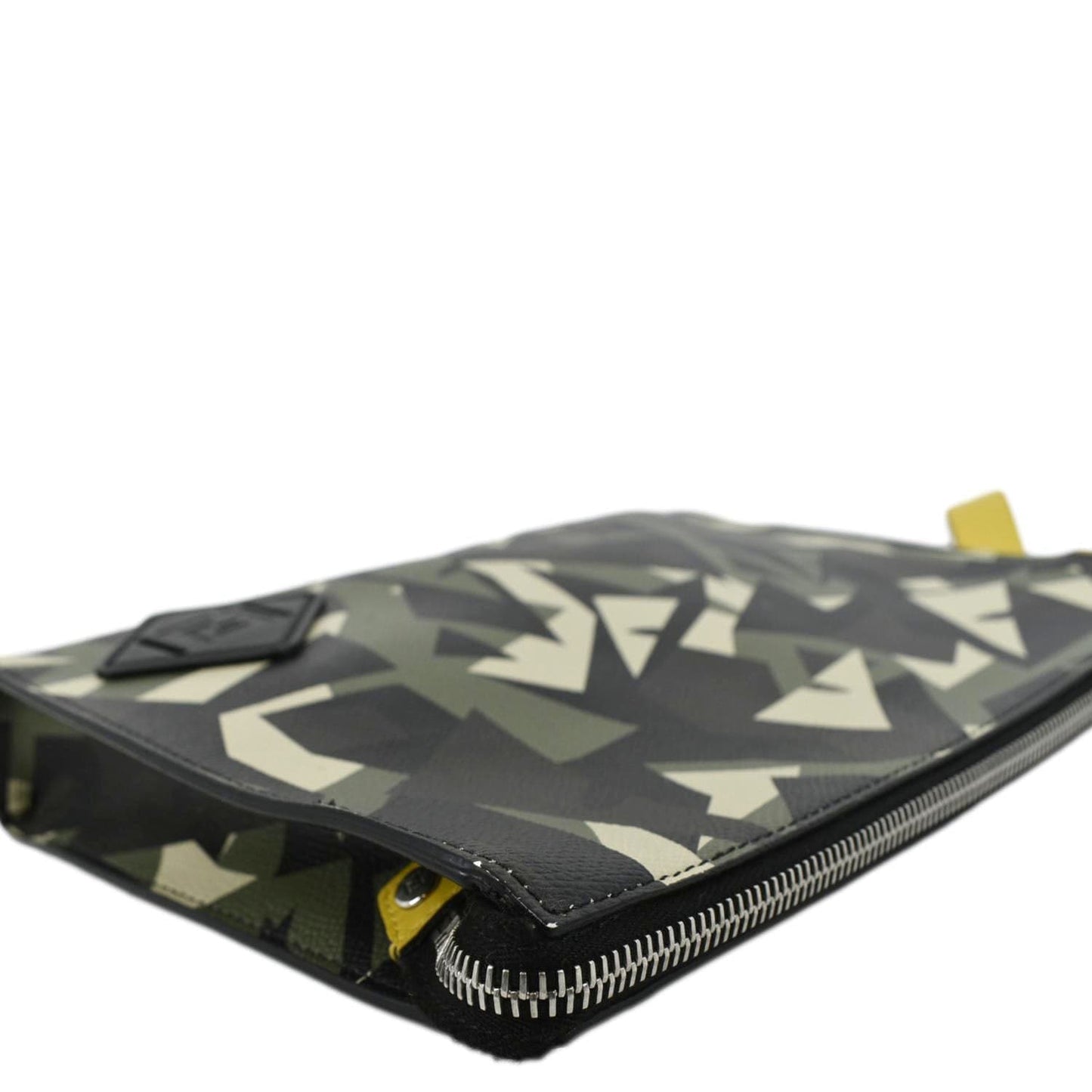 FENDI Leather Clutch Zip Pouch Black