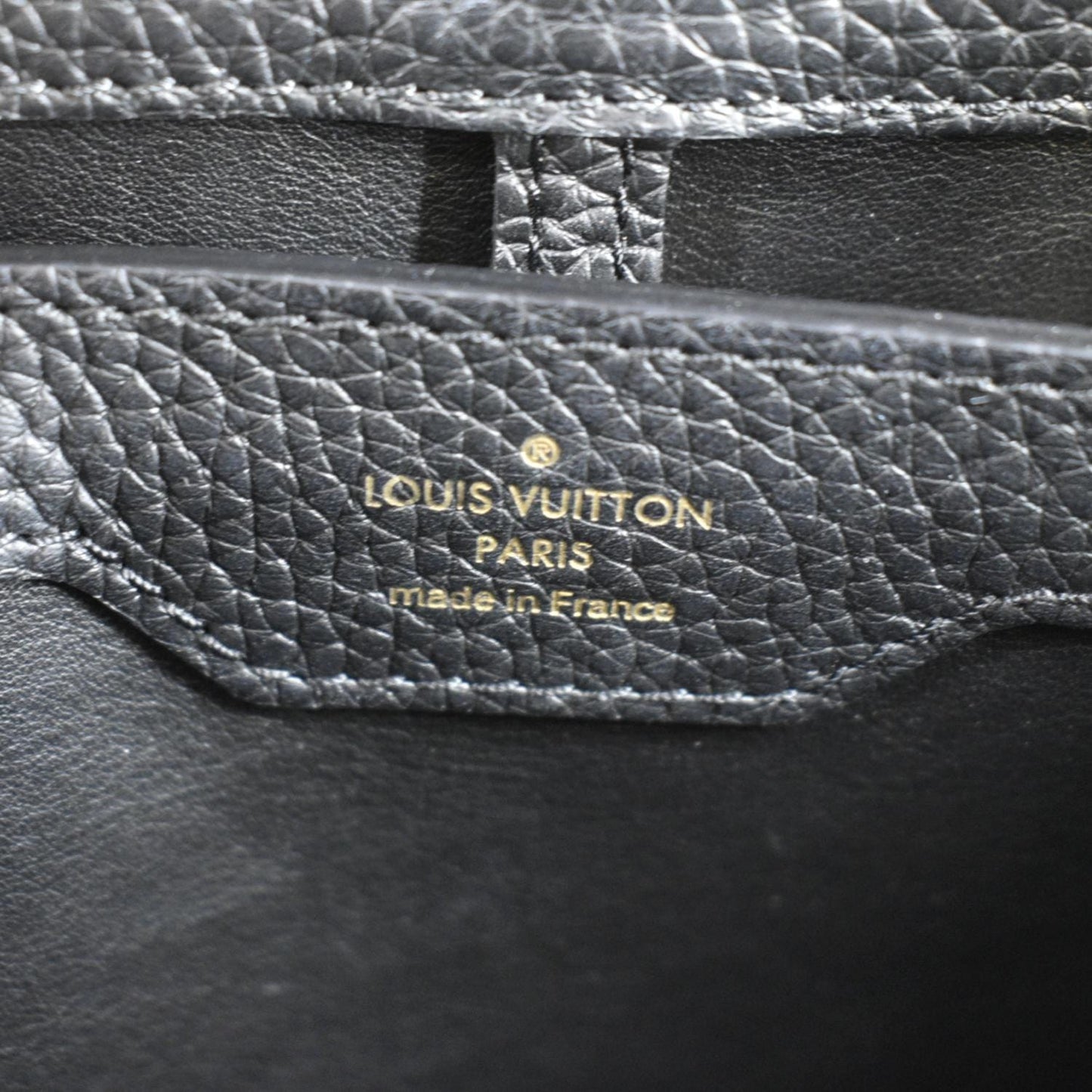 LOUIS VUITTON Capucines Taurillon Leather Satchel Bag Black