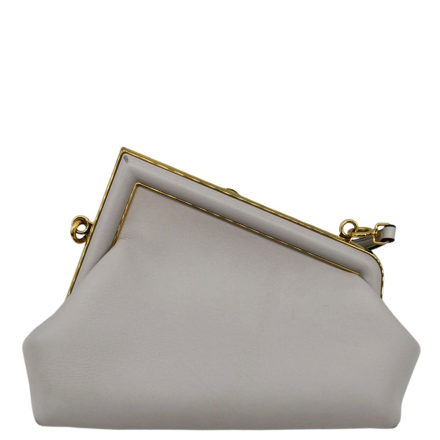 FENDI First Small Nappa Leather Shoulder Bag Light Gray