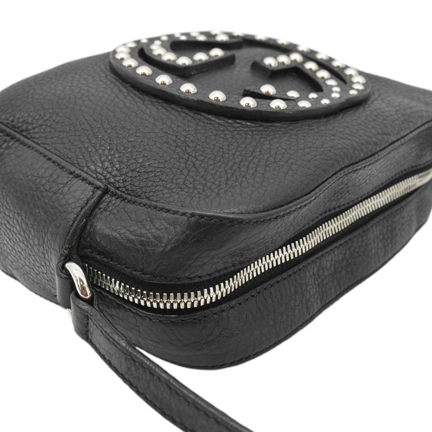 GUCCI Soho Disco Studded Leather Crossbody Bag Black 308364