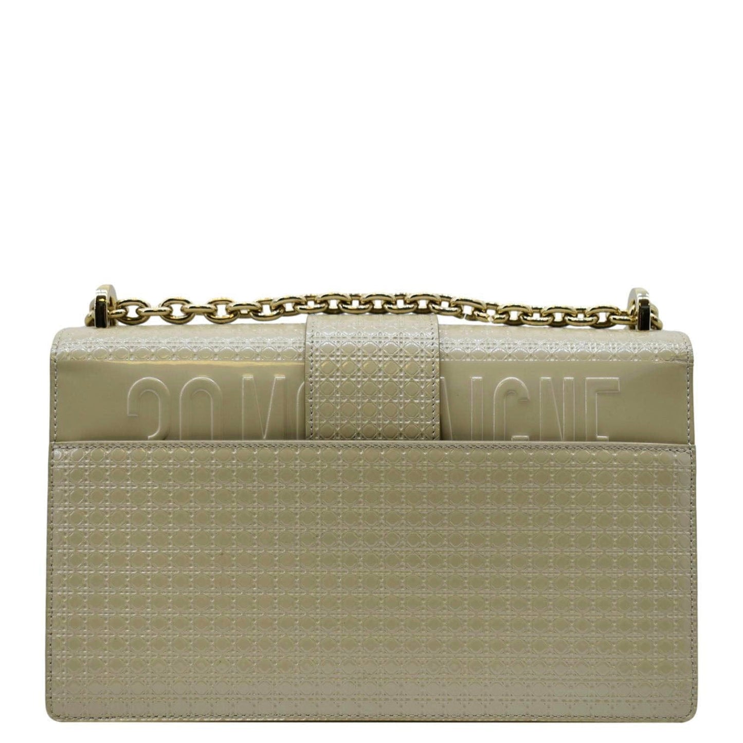 CHRISTIAN DIOR Micro Cannage 30 Montaigne Patent Leather Crossbody Bag Light Beige
