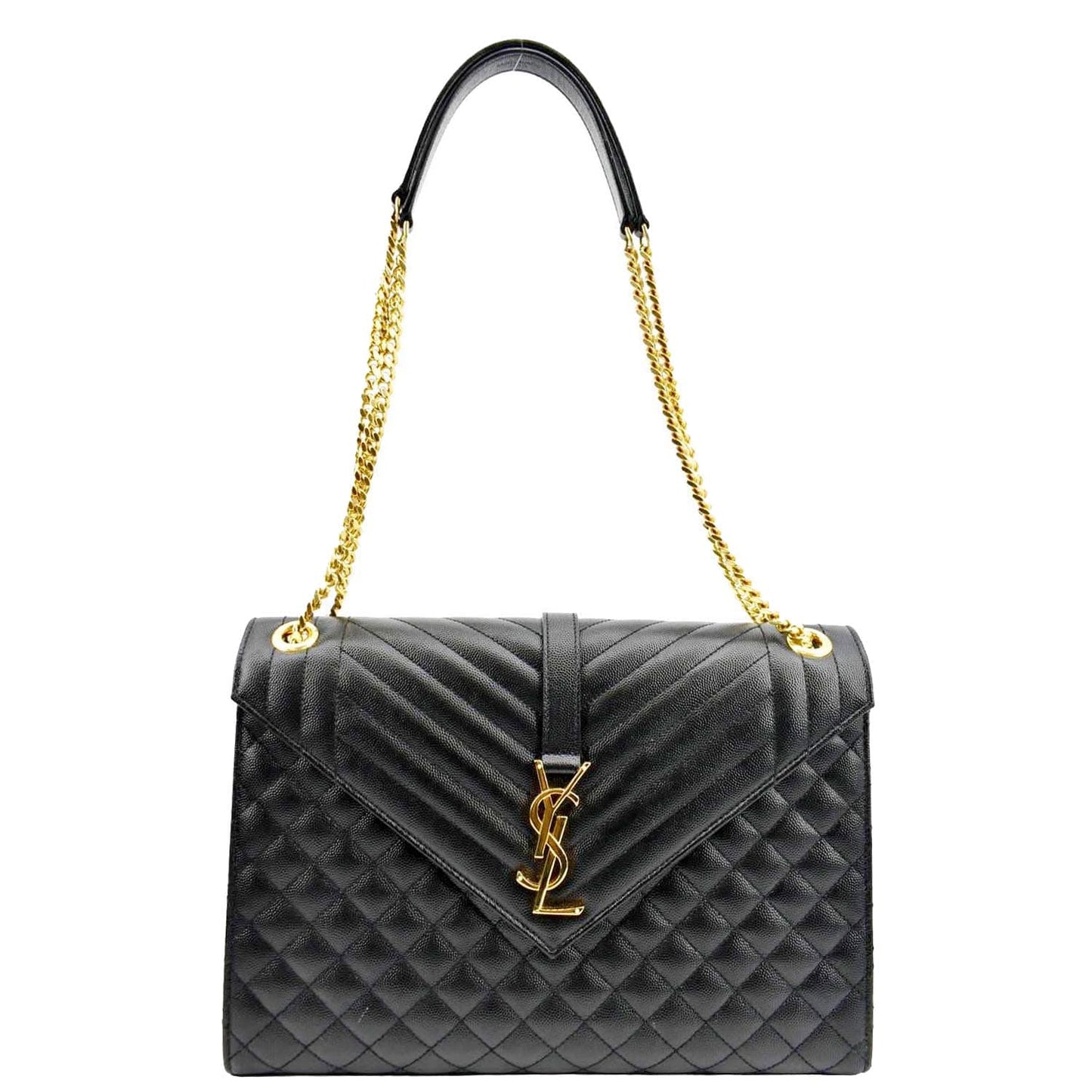YVES SAINT LAURENT Envelope Medium Matelasse Leather Crossbody Bag Black