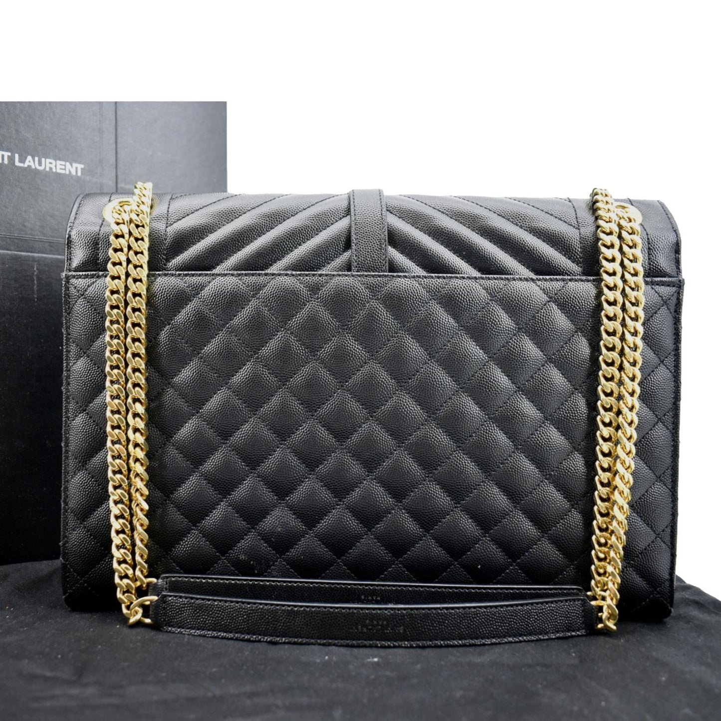 YVES SAINT LAURENT Envelope Medium Matelasse Leather Crossbody Bag Black