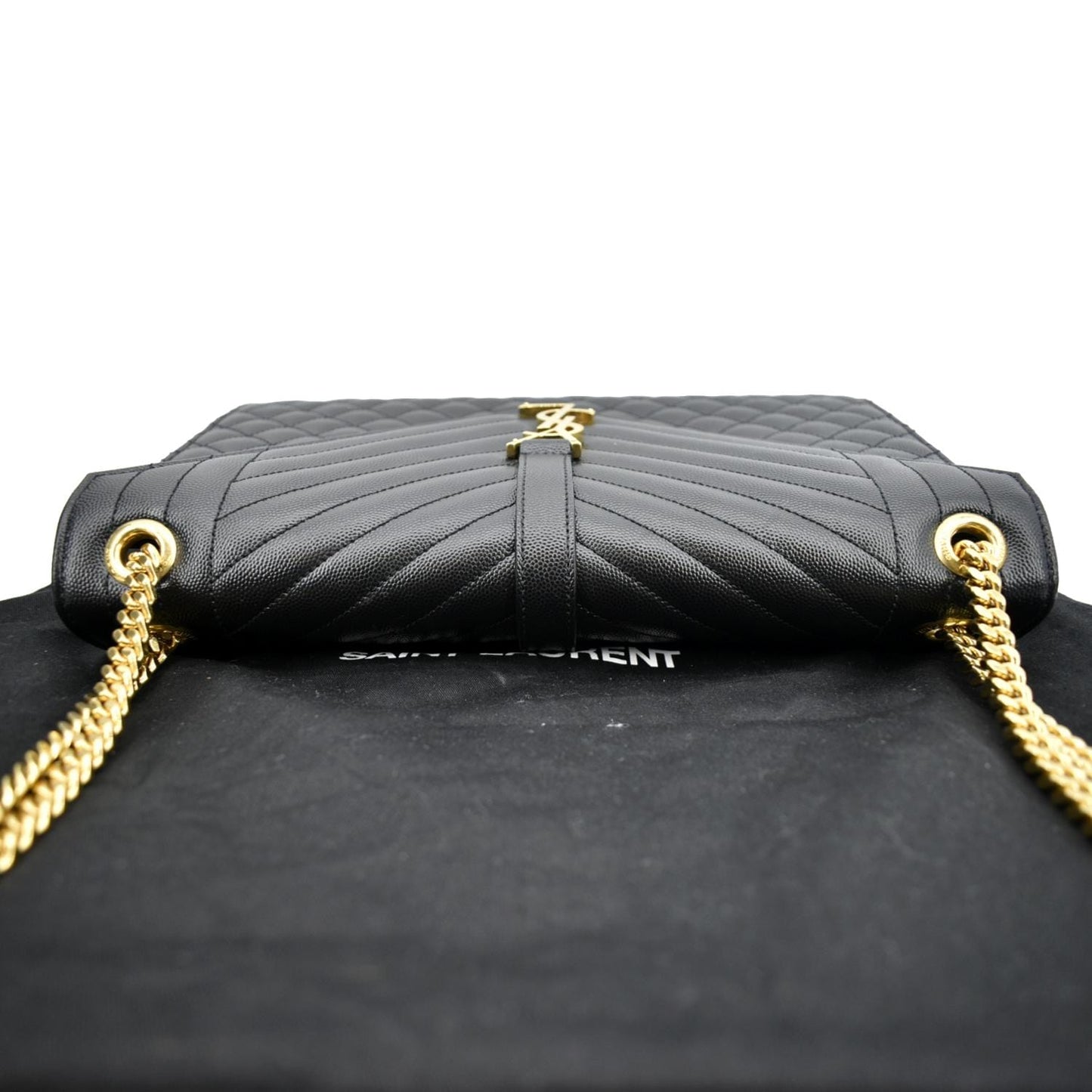 YVES SAINT LAURENT Envelope Medium Matelasse Leather Crossbody Bag Black