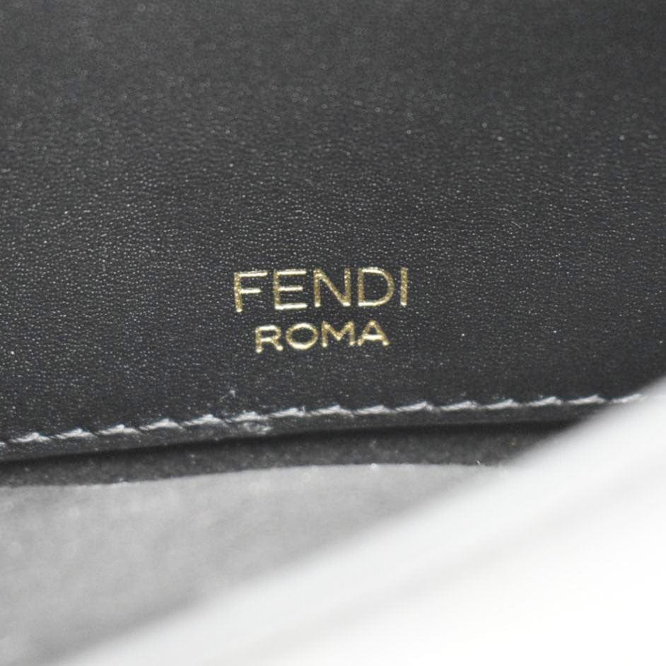 FENDI Flat Baguette Mini Leather Shoulder Bag Black