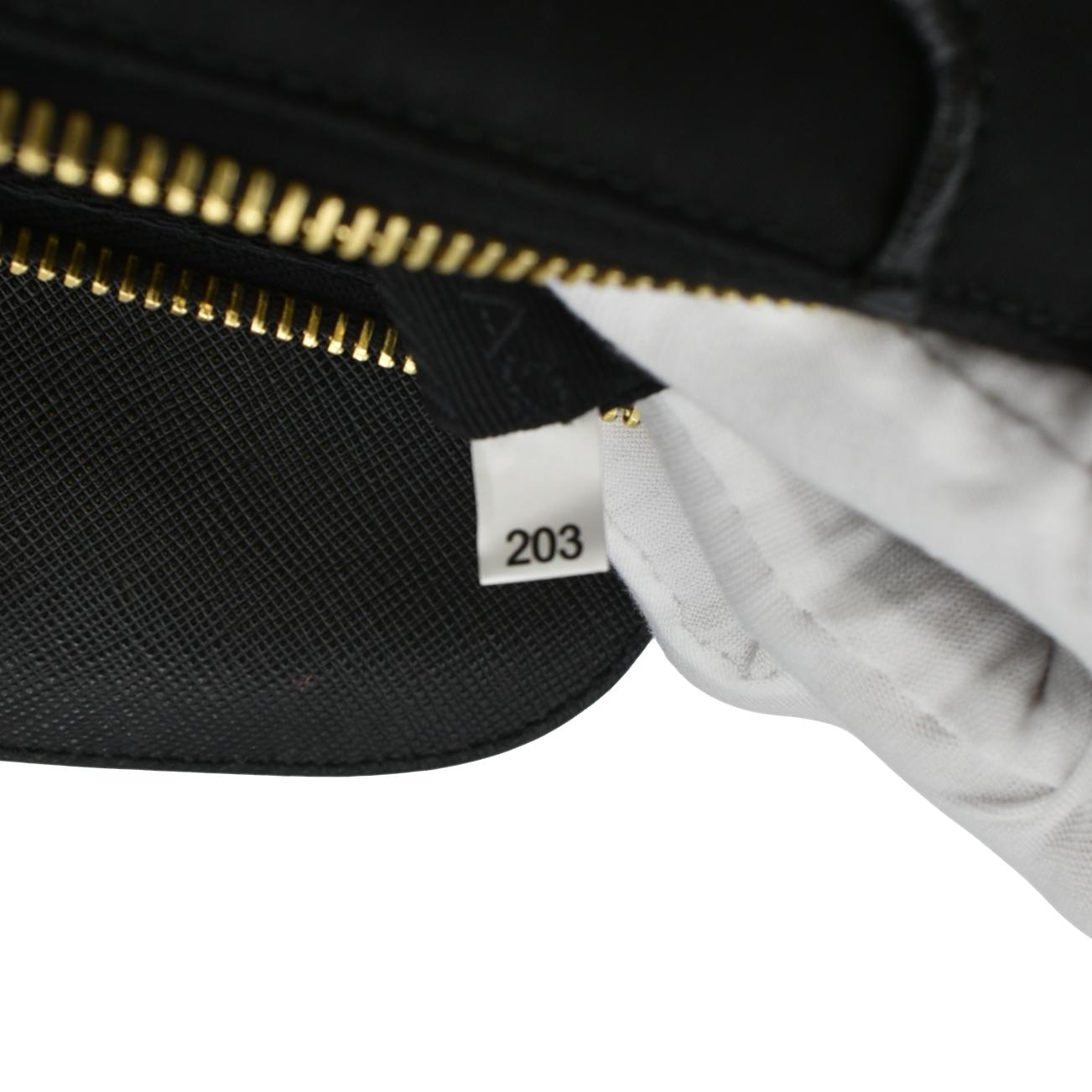 PRADA Small Tessuto Saffiano Chain Crossbody Bag Black