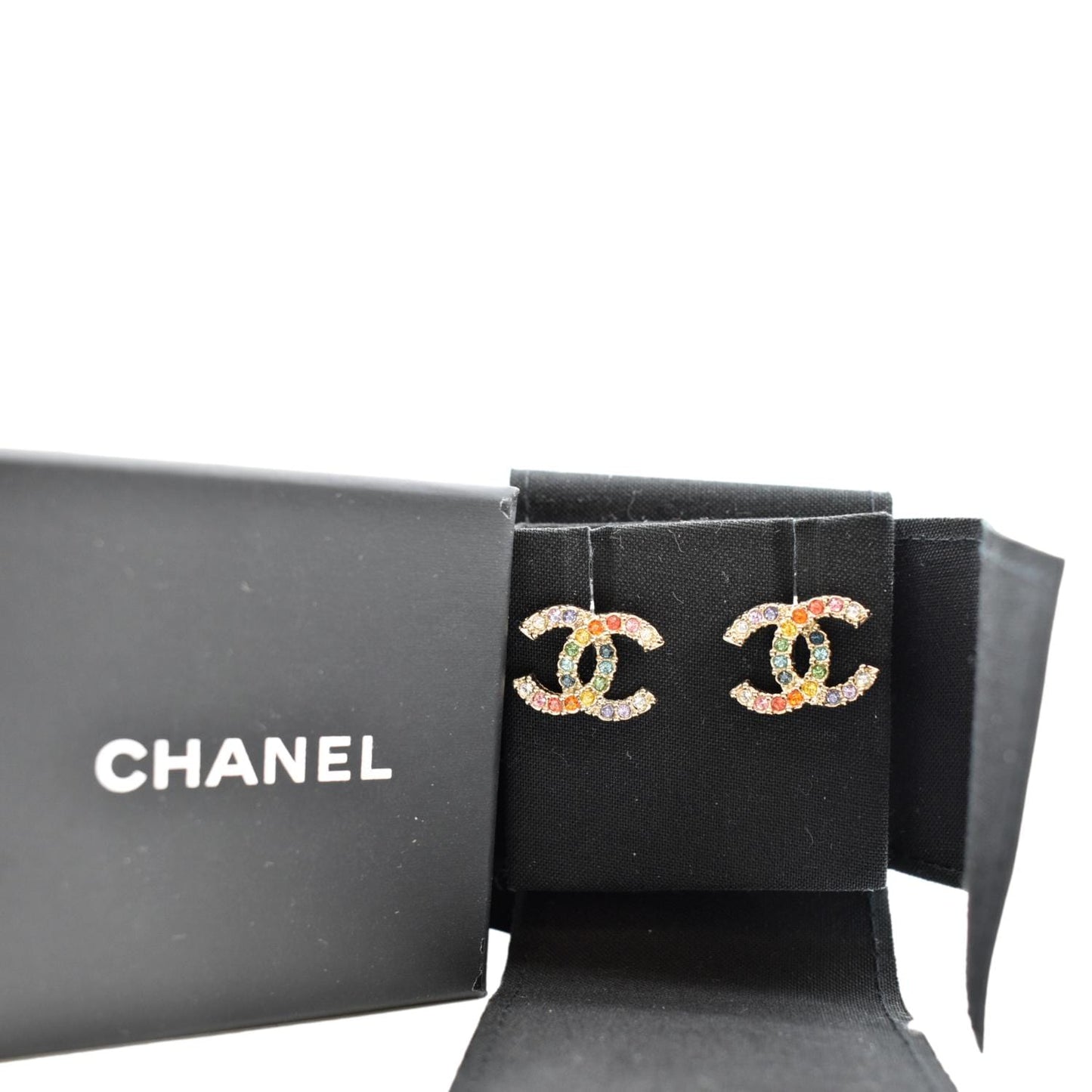 CHANEL CC Over The Rainbow Crystal Earring Gold Multicolor