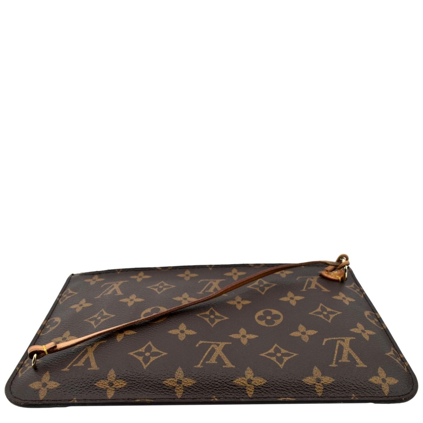 LOUIS VUITTON Neverfull Monogram Canvas Pochette Wristlet Pouch Brown