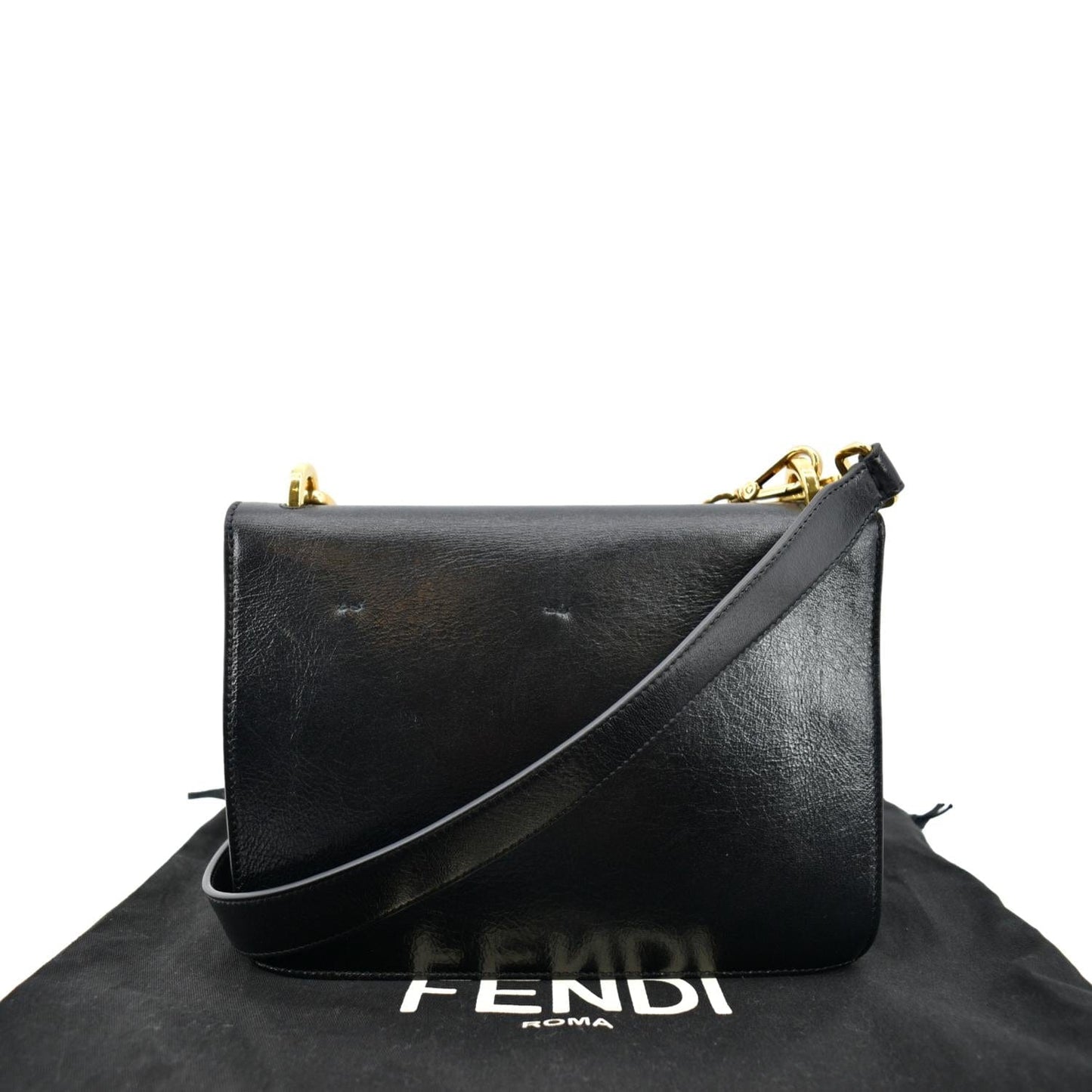 FENDI Kan U Leather Shoulder Bag Black