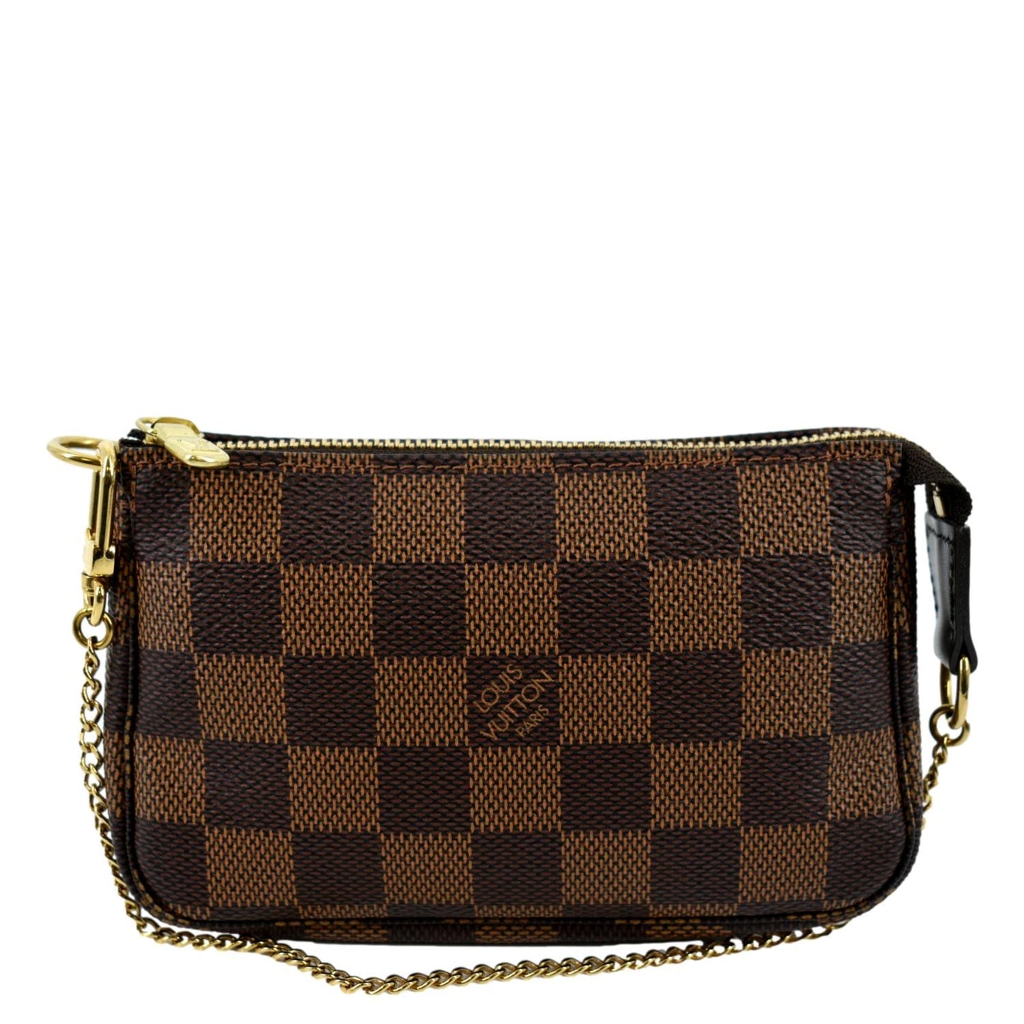 LOUIS VUITTON Mini Pochette Damier Ebene Accessories Pouch Brown