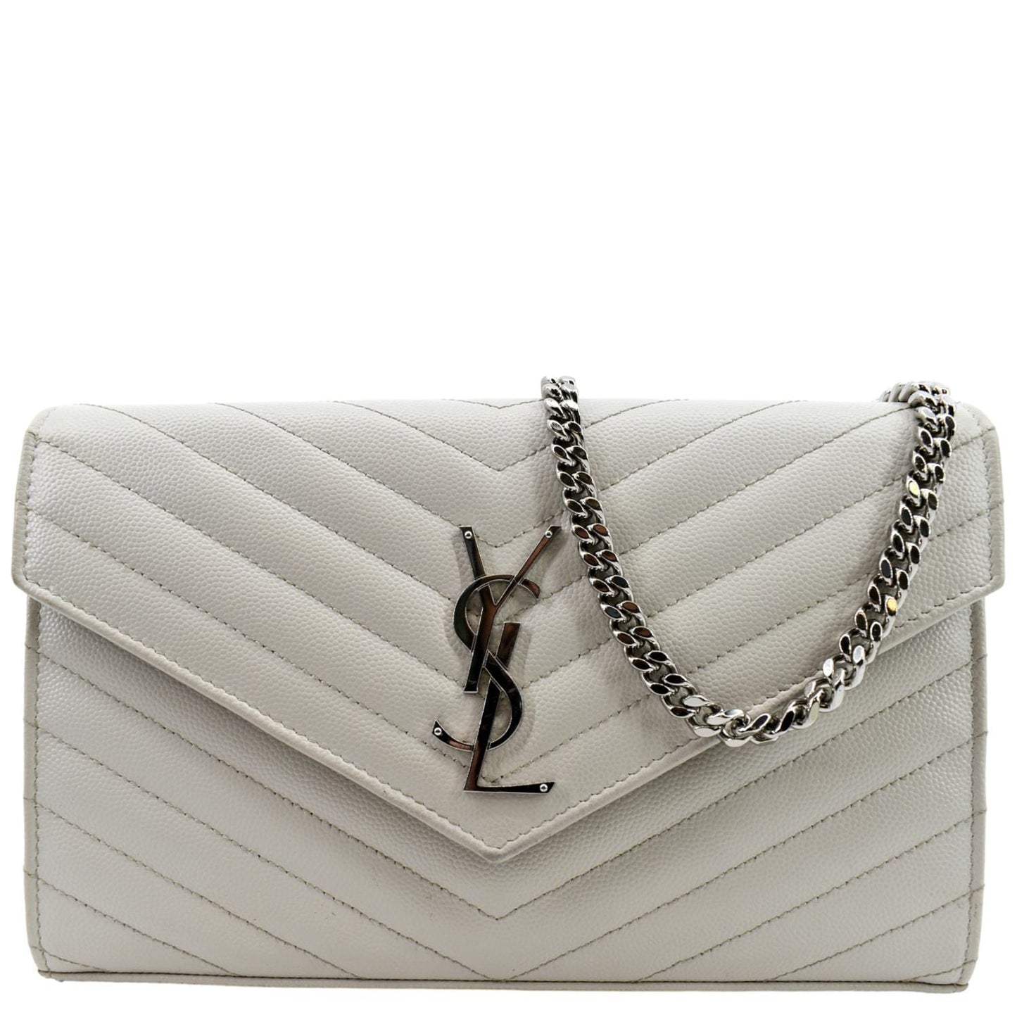 YVES SAINT LAURENT Grain De Poudre Envelope Chain Bag White