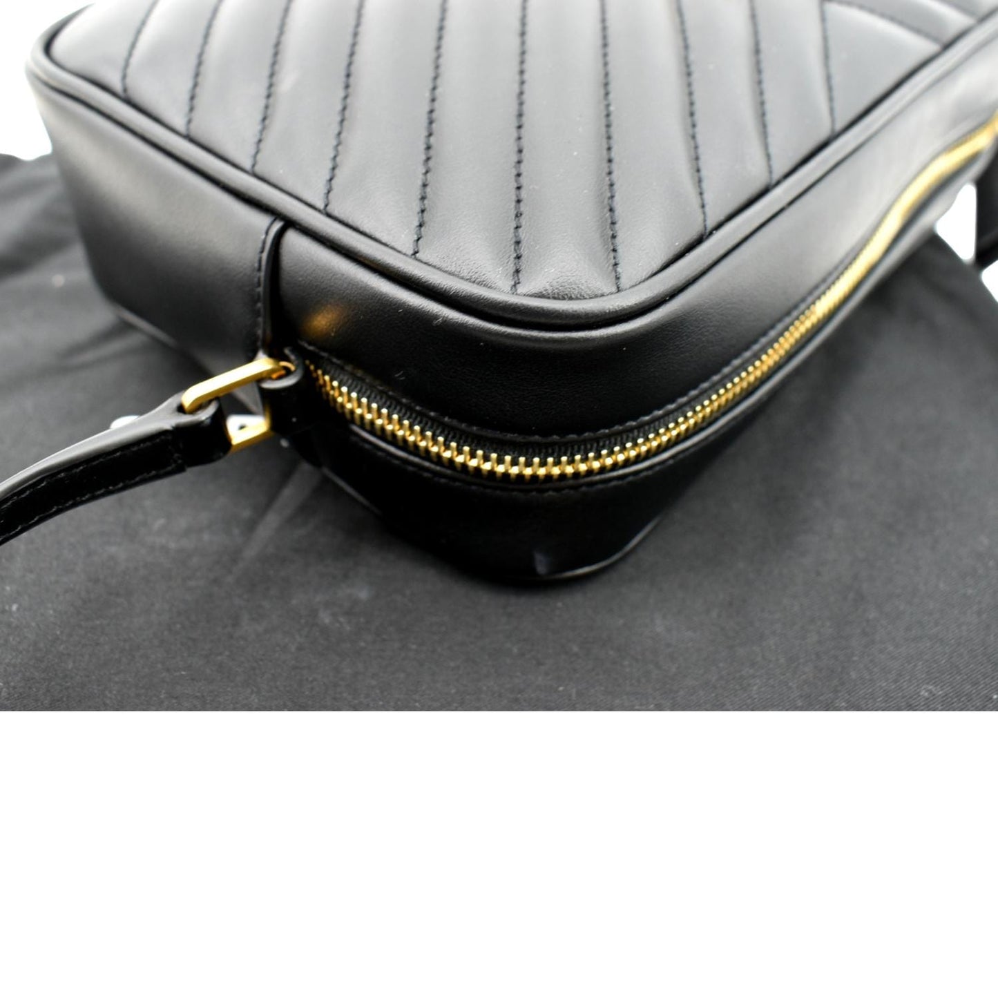 YVES SAINT LAURENT Lou Camera Chevron Leather Crossbody Bag Black