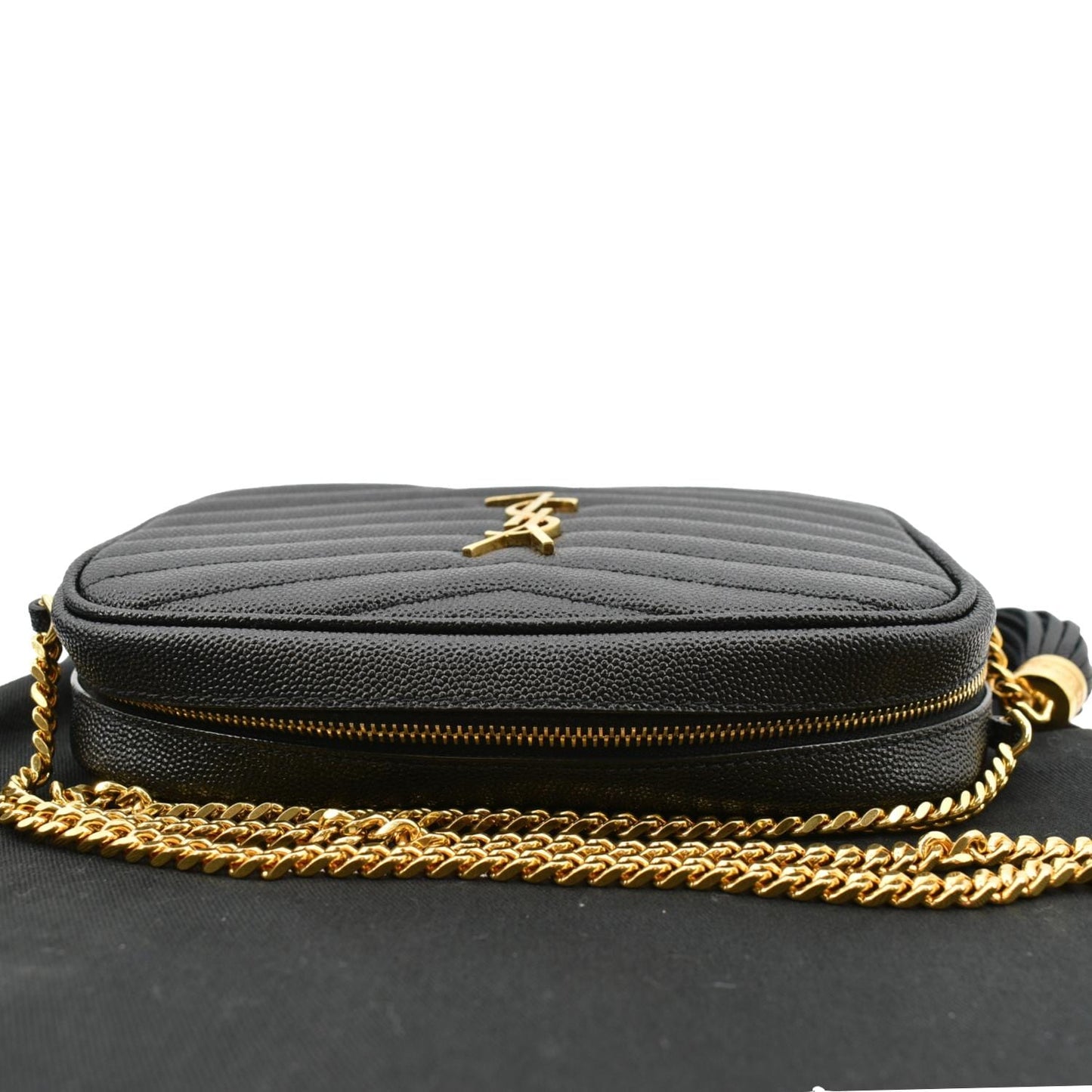 YVES SAINT LAURENT Mini Lou Leather Camera Crossbody Bag Black