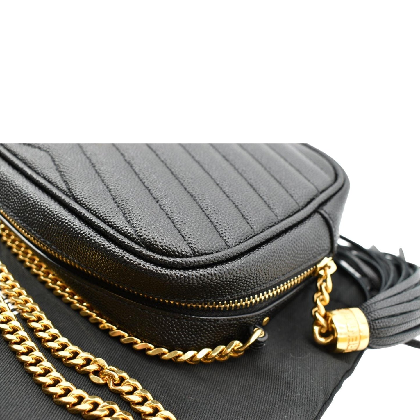 YVES SAINT LAURENT Mini Lou Leather Camera Crossbody Bag Black