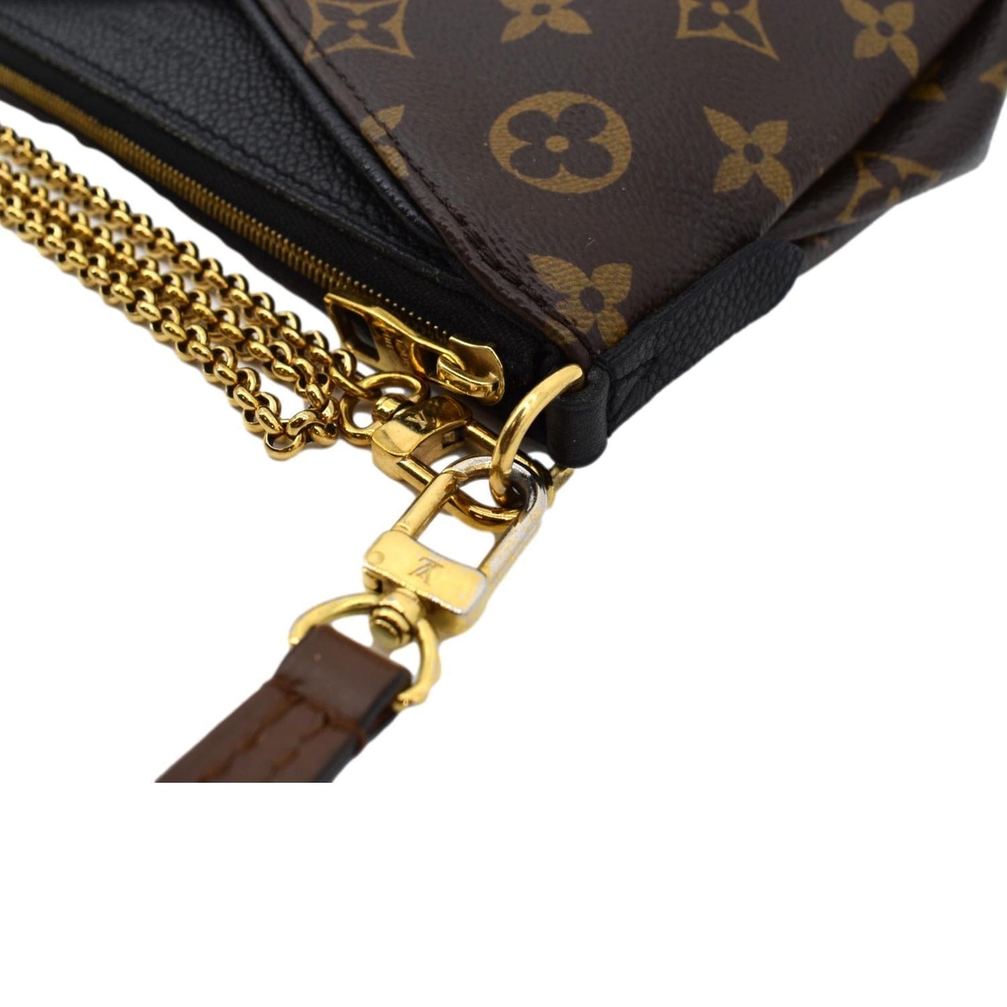 LOUIS VUITTON Pallas Monogram Canvas Clutch Crossbody Bag Brown