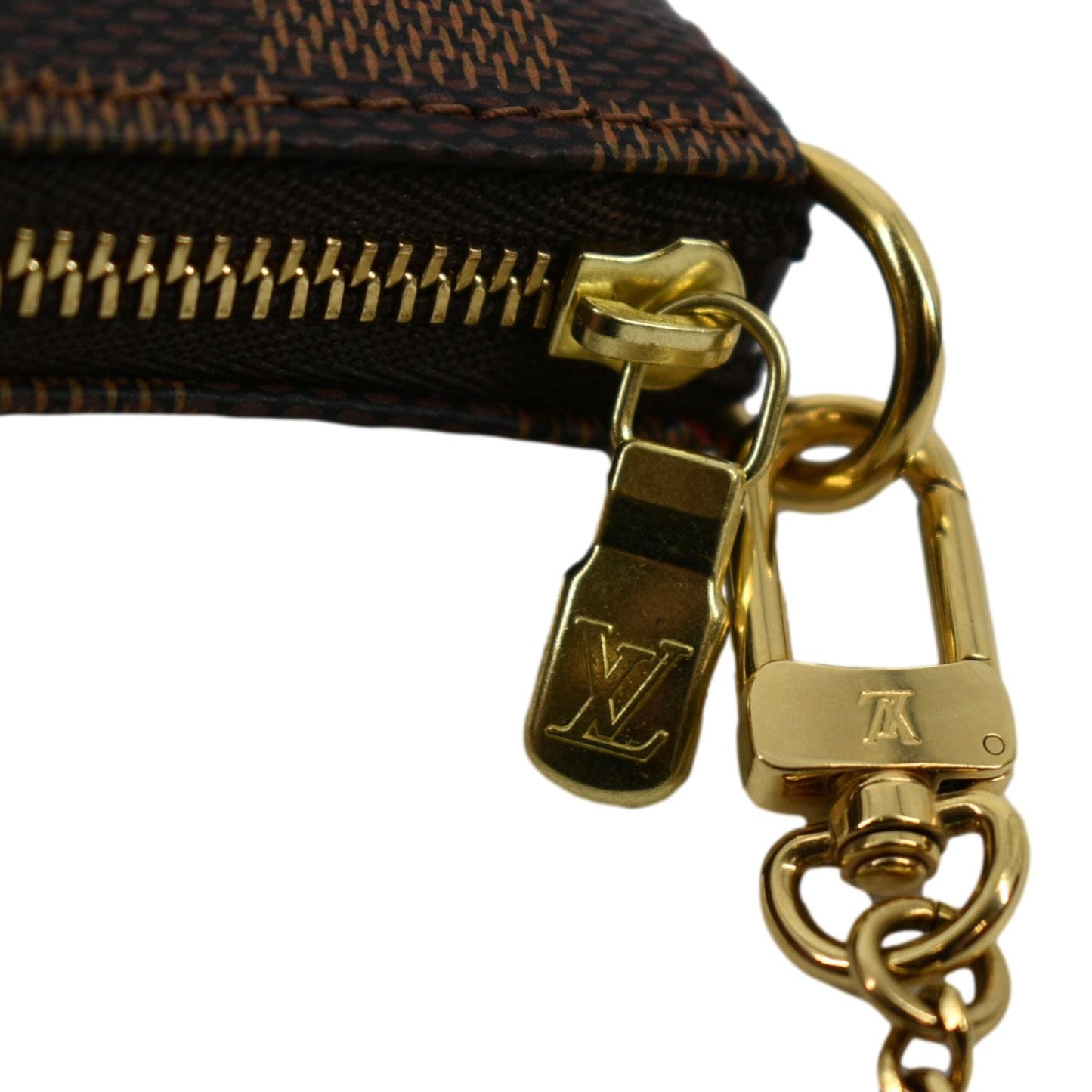 LOUIS VUITTON Mini Pochette Damier Ebene Accessories Pouch Brown