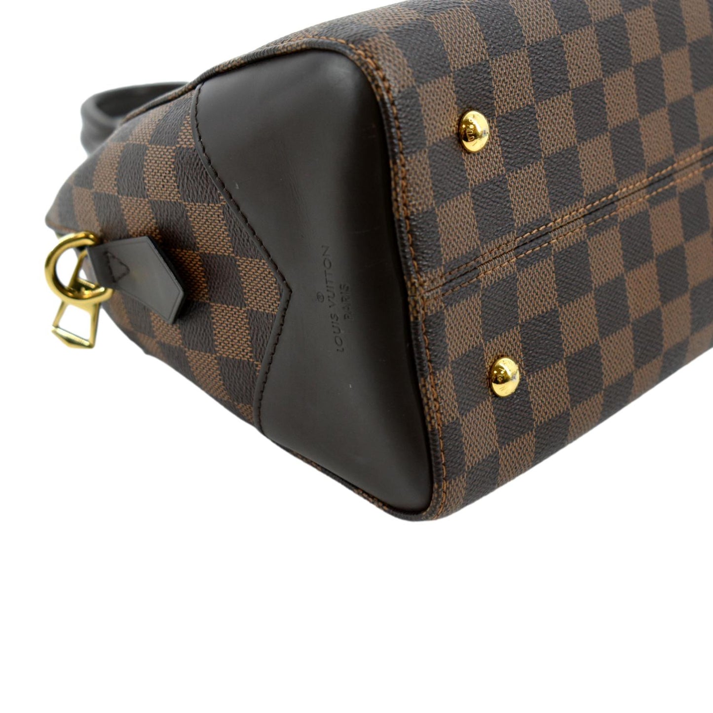 LOUIS VUITTON Kensington Bowling Damier Ebene Satchel Bag Brown
