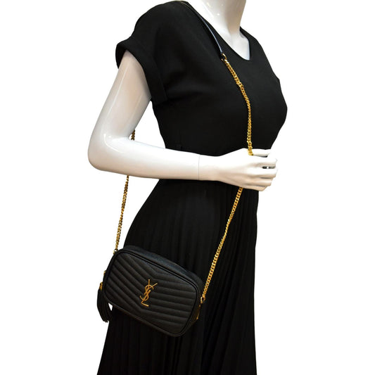 YVES SAINT LAURENT Mini Lou Leather Camera Crossbody Bag Black