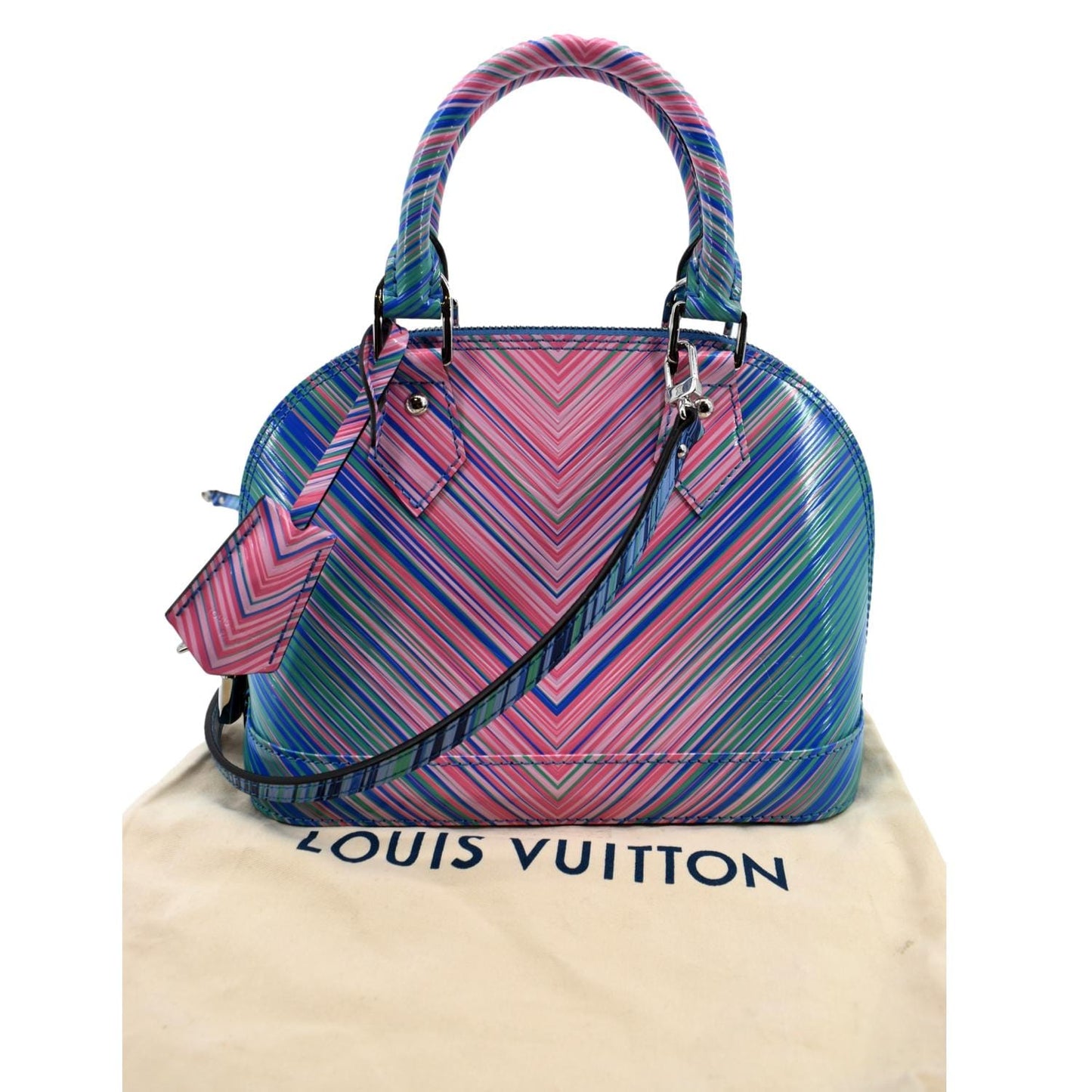 LOUIS VUITTON Alma BB Tropical Epi Leather Satchel Crossbody Bag Blue Rose