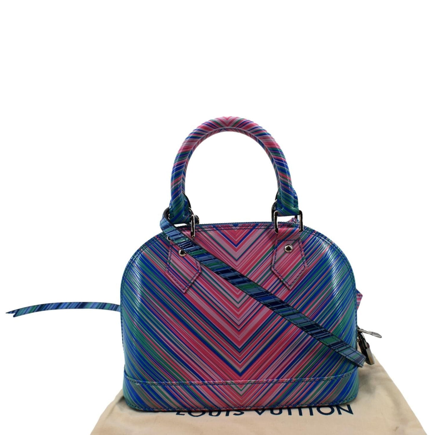 LOUIS VUITTON Alma BB Tropical Epi Leather Satchel Crossbody Bag Blue Rose
