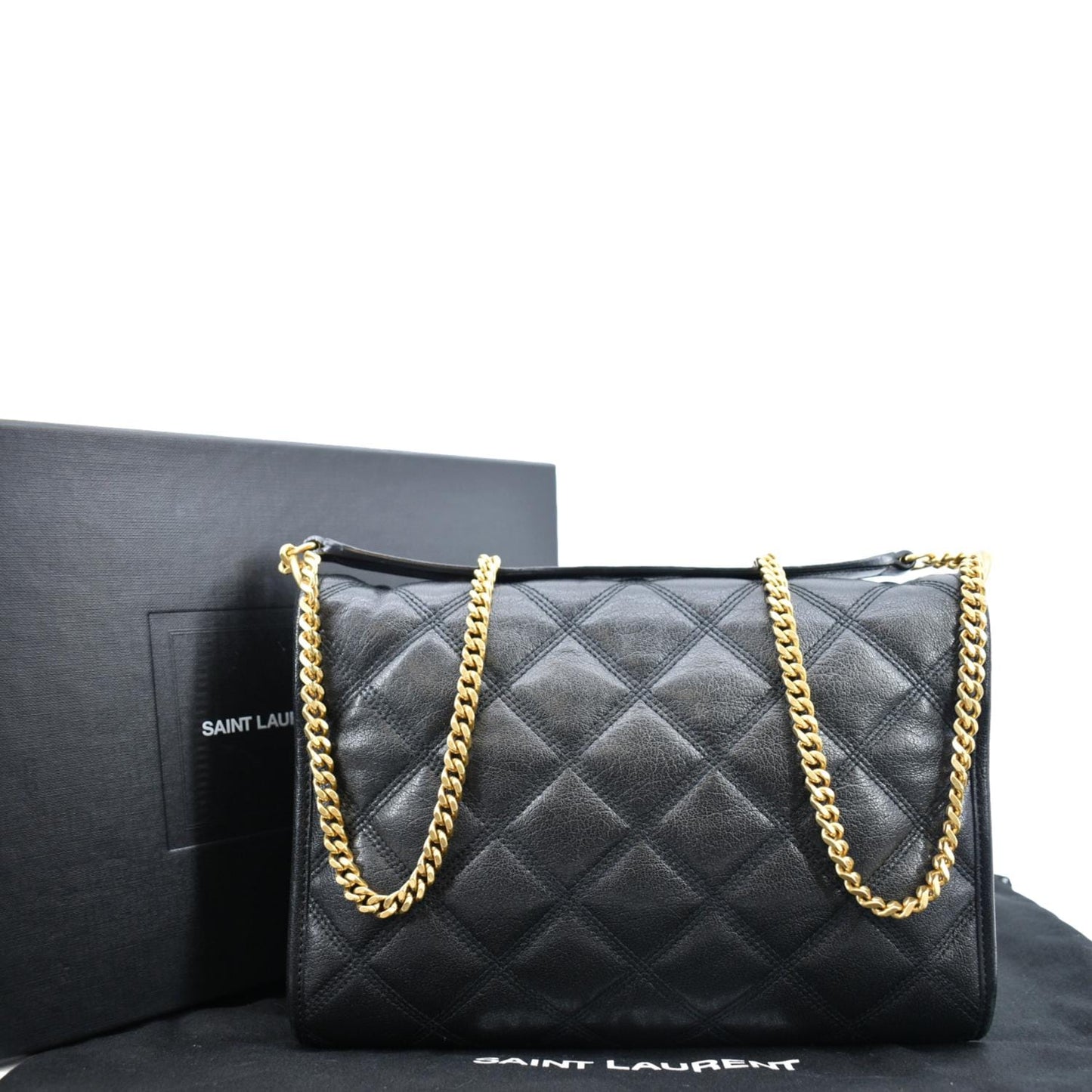 YVES SAINT LAURENT Becky Quilted Leather Shoulder Chain Bag Black