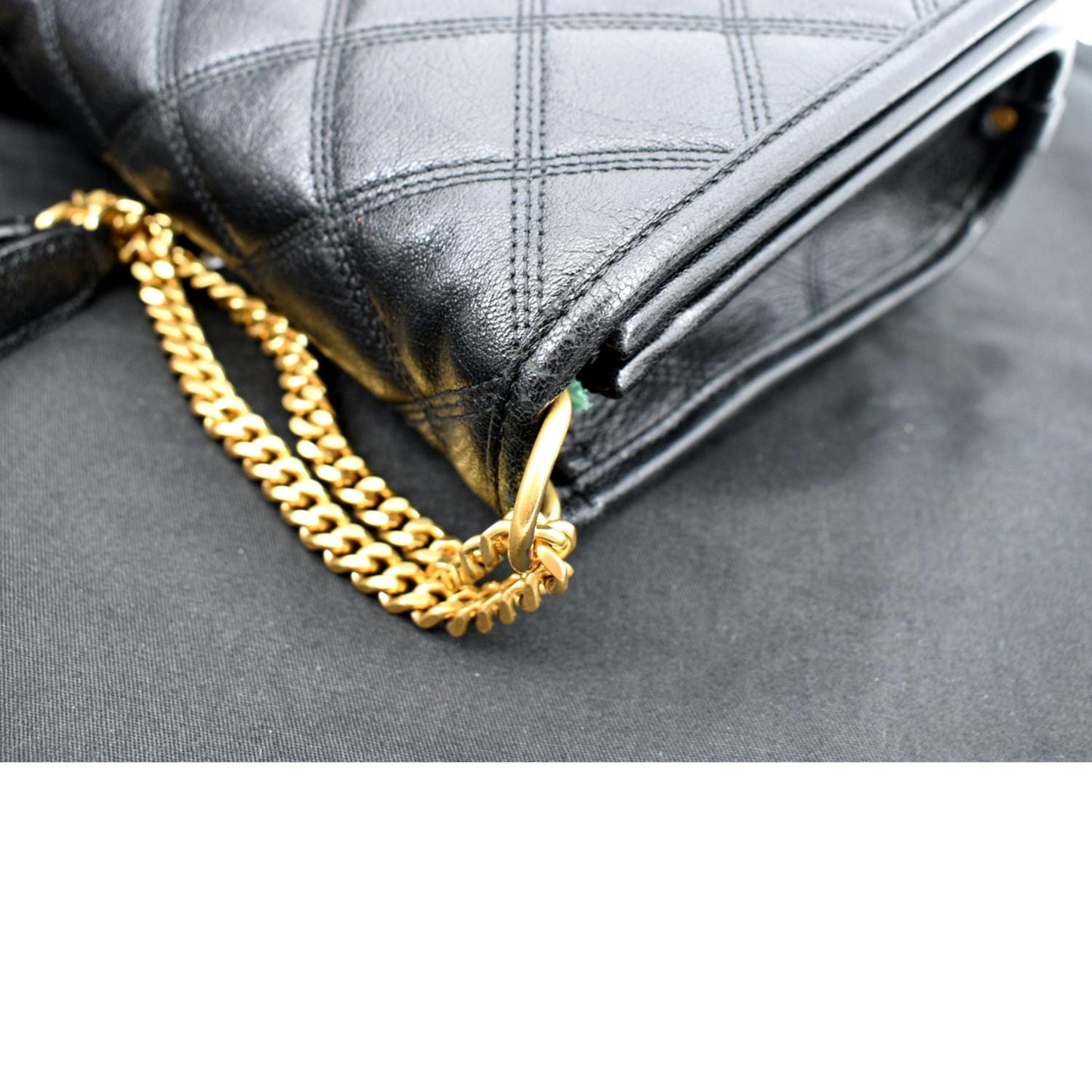 YVES SAINT LAURENT Becky Quilted Leather Shoulder Chain Bag Black