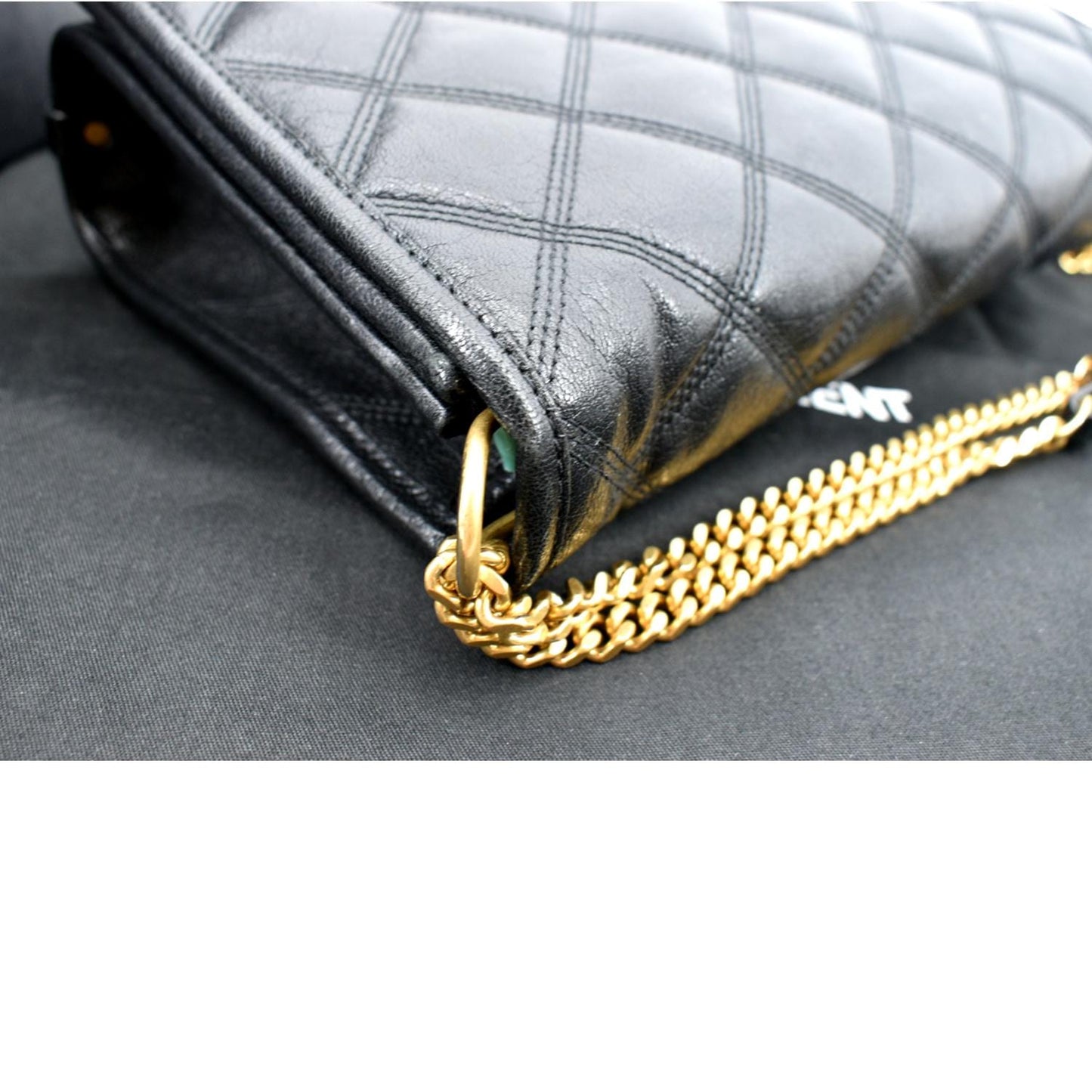 YVES SAINT LAURENT Becky Quilted Leather Shoulder Chain Bag Black