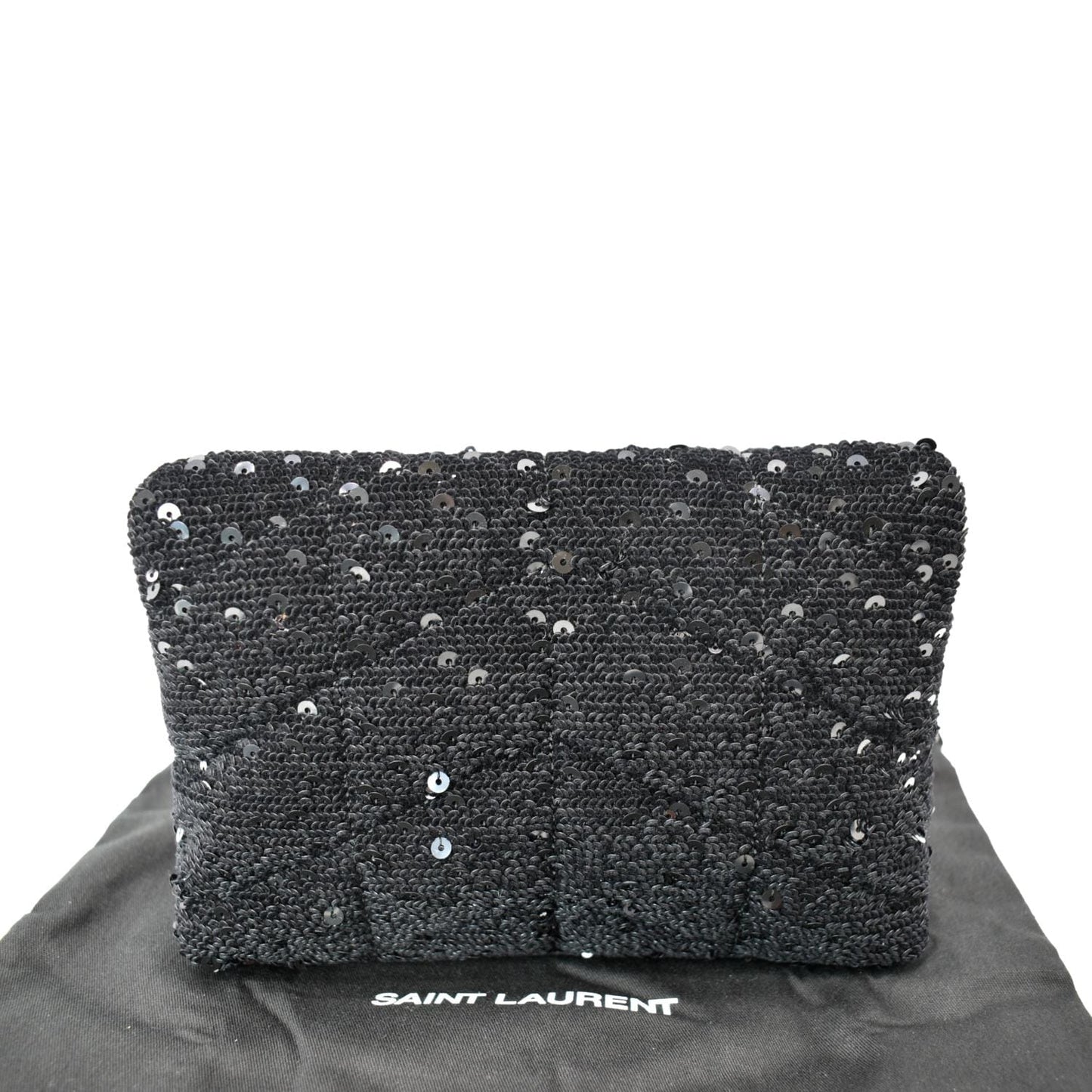 YVES SAINT LAURENT Small Puffer Sequin Clutch Wallet Black