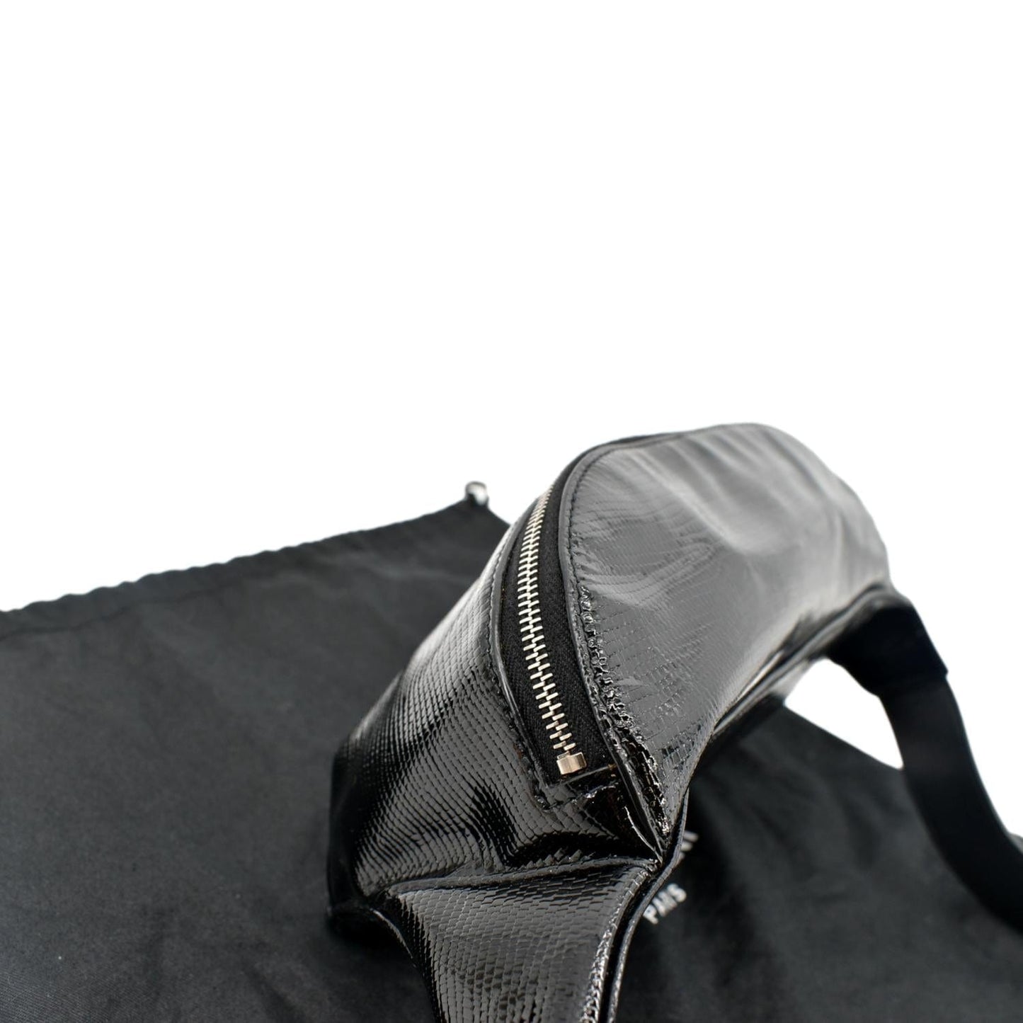 YVES SAINT LAURENT Embossed Patent Leather Belt Bag Black
