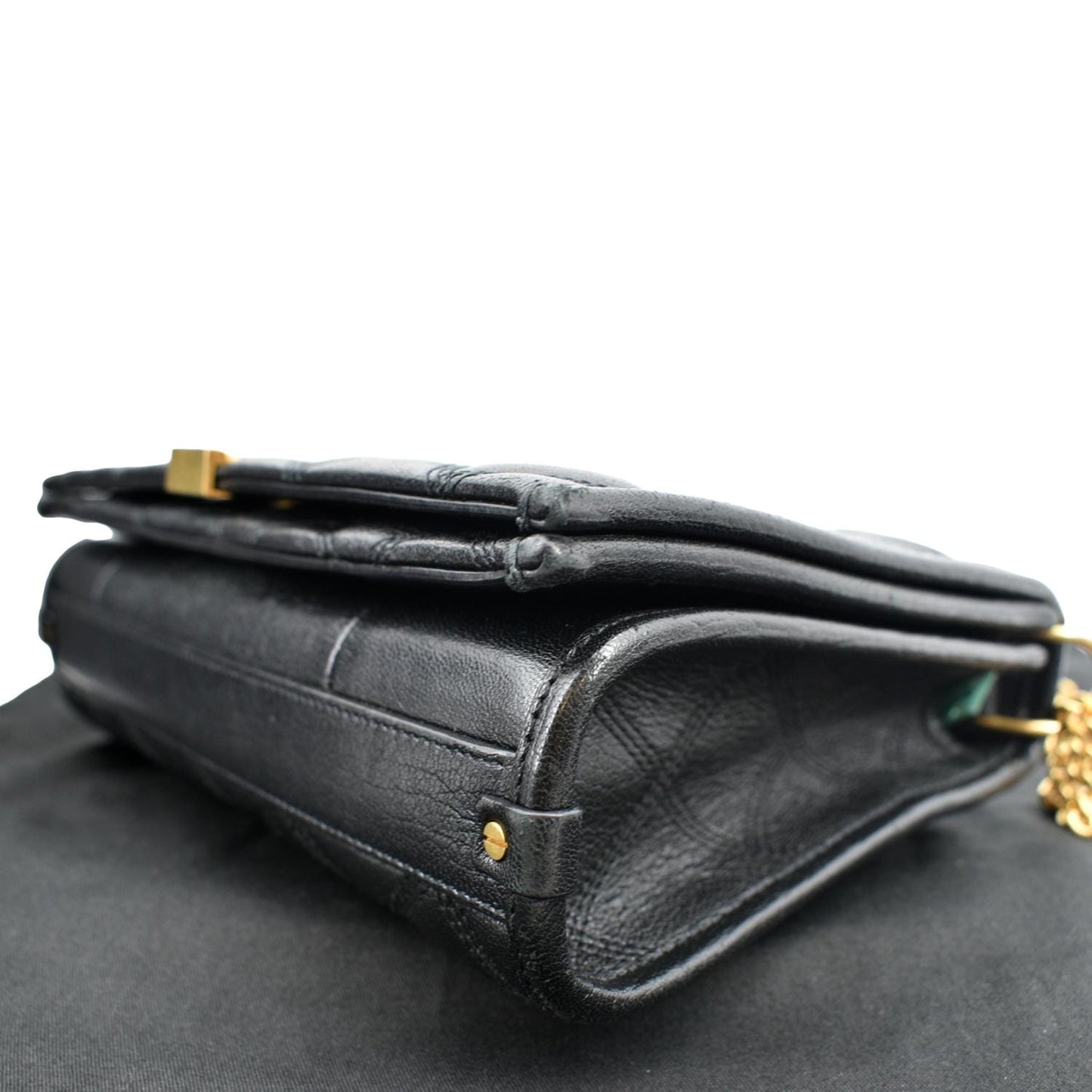 YVES SAINT LAURENT Becky Quilted Leather Shoulder Chain Bag Black