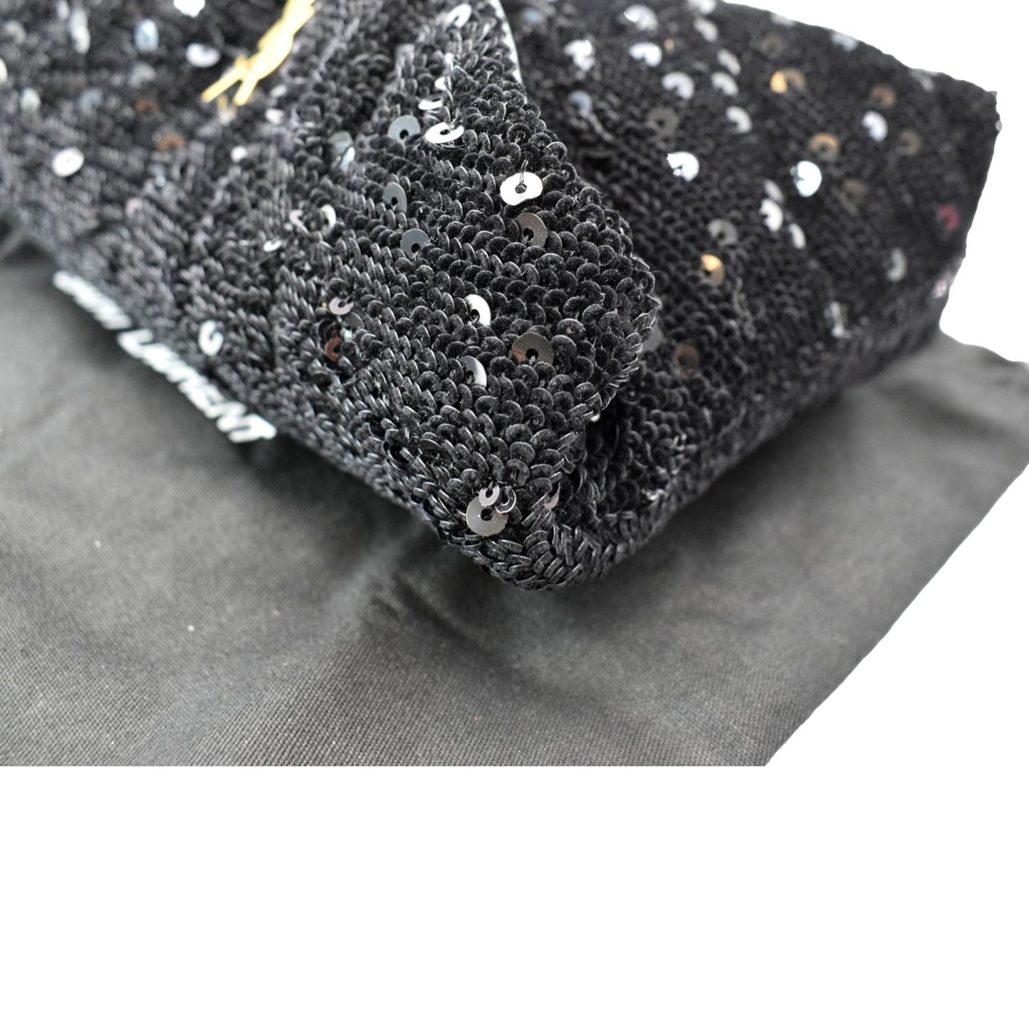 YVES SAINT LAURENT Small Puffer Sequin Clutch Wallet Black