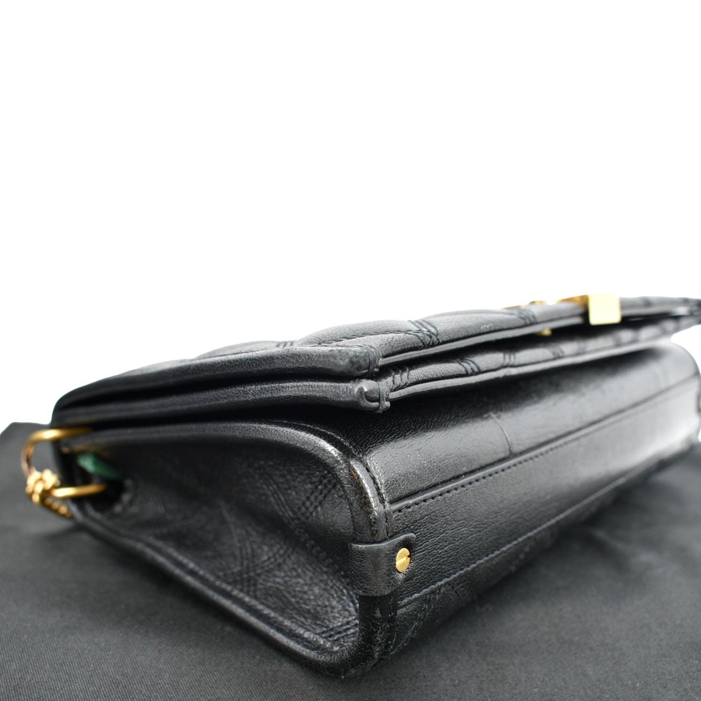 YVES SAINT LAURENT Becky Quilted Leather Shoulder Chain Bag Black