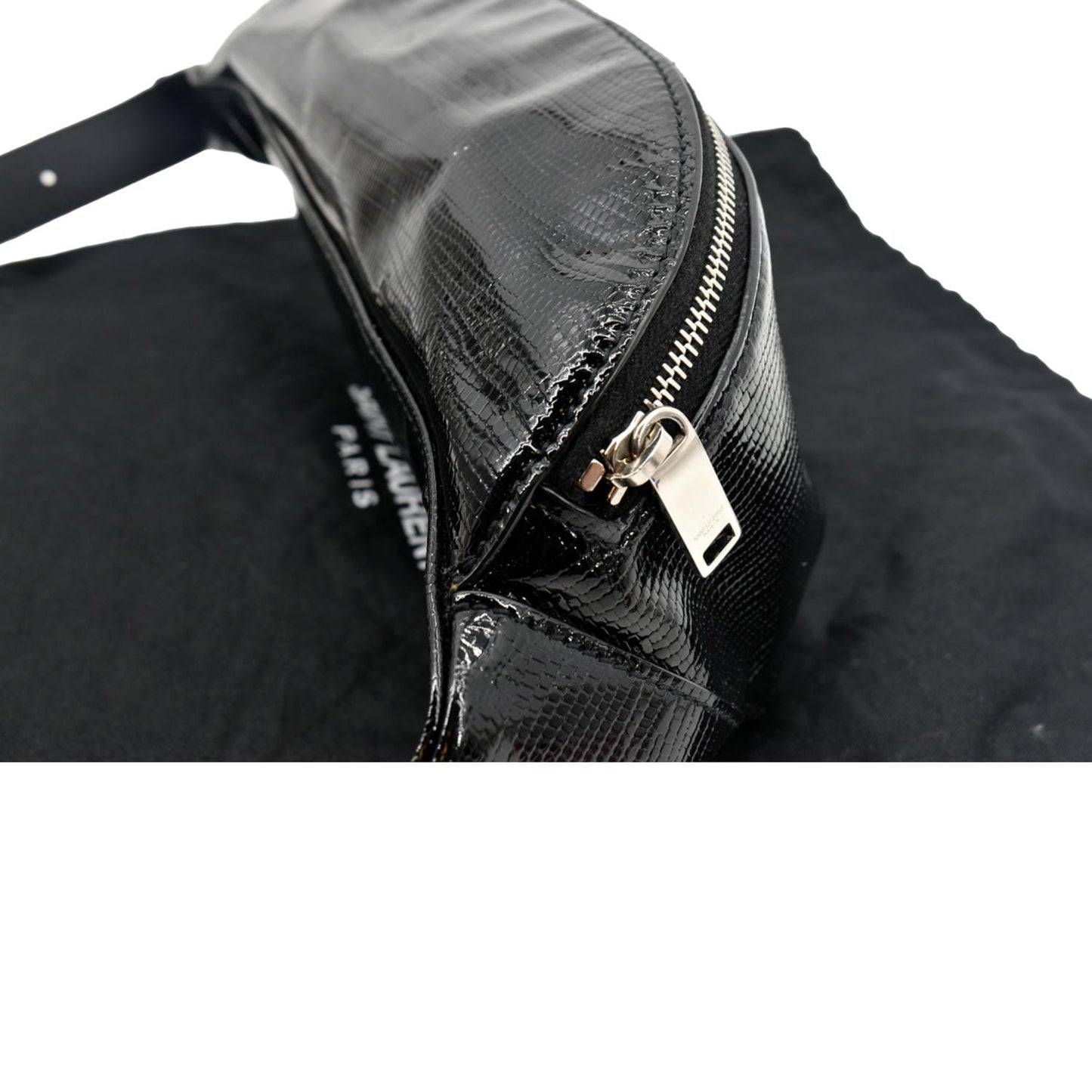 YVES SAINT LAURENT Embossed Patent Leather Belt Bag Black