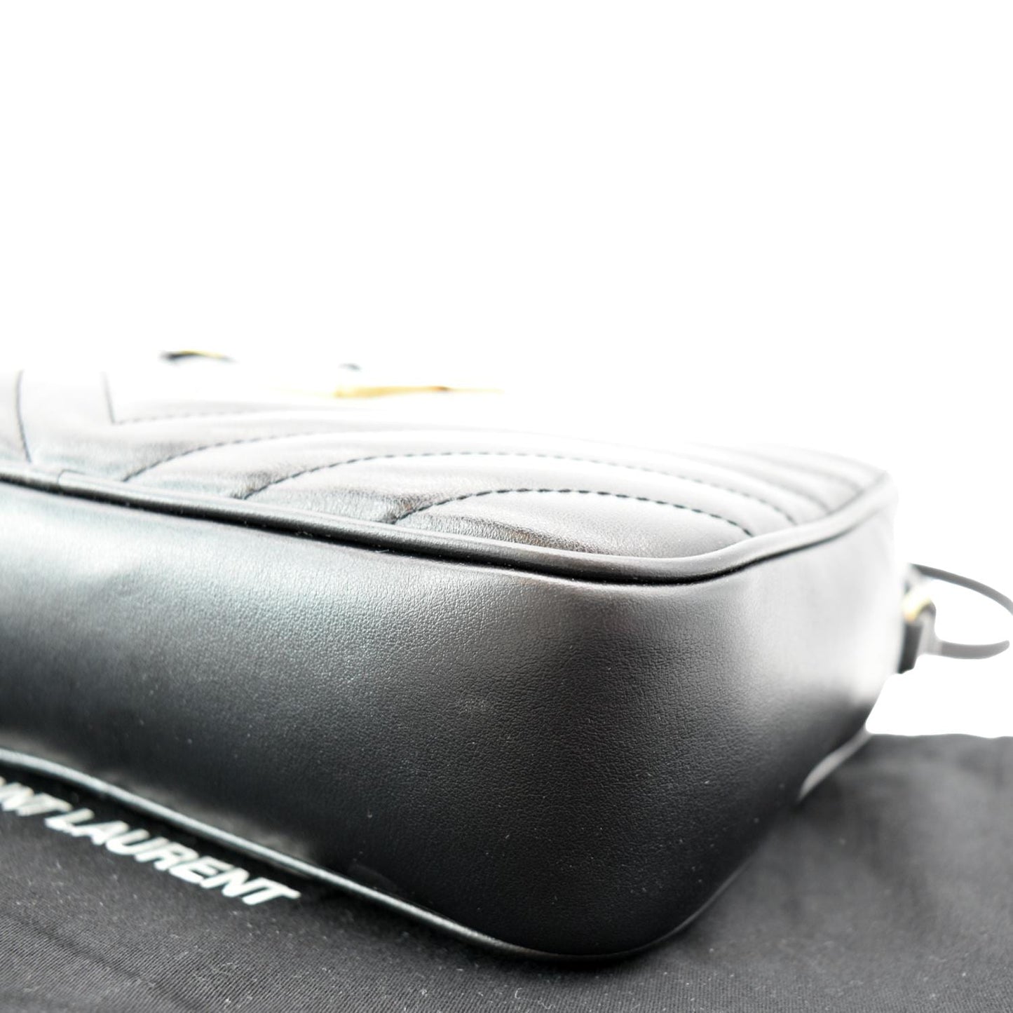 YVES SAINT LAURENT Lou Chevron Leather Camera Crossbody Bag Black